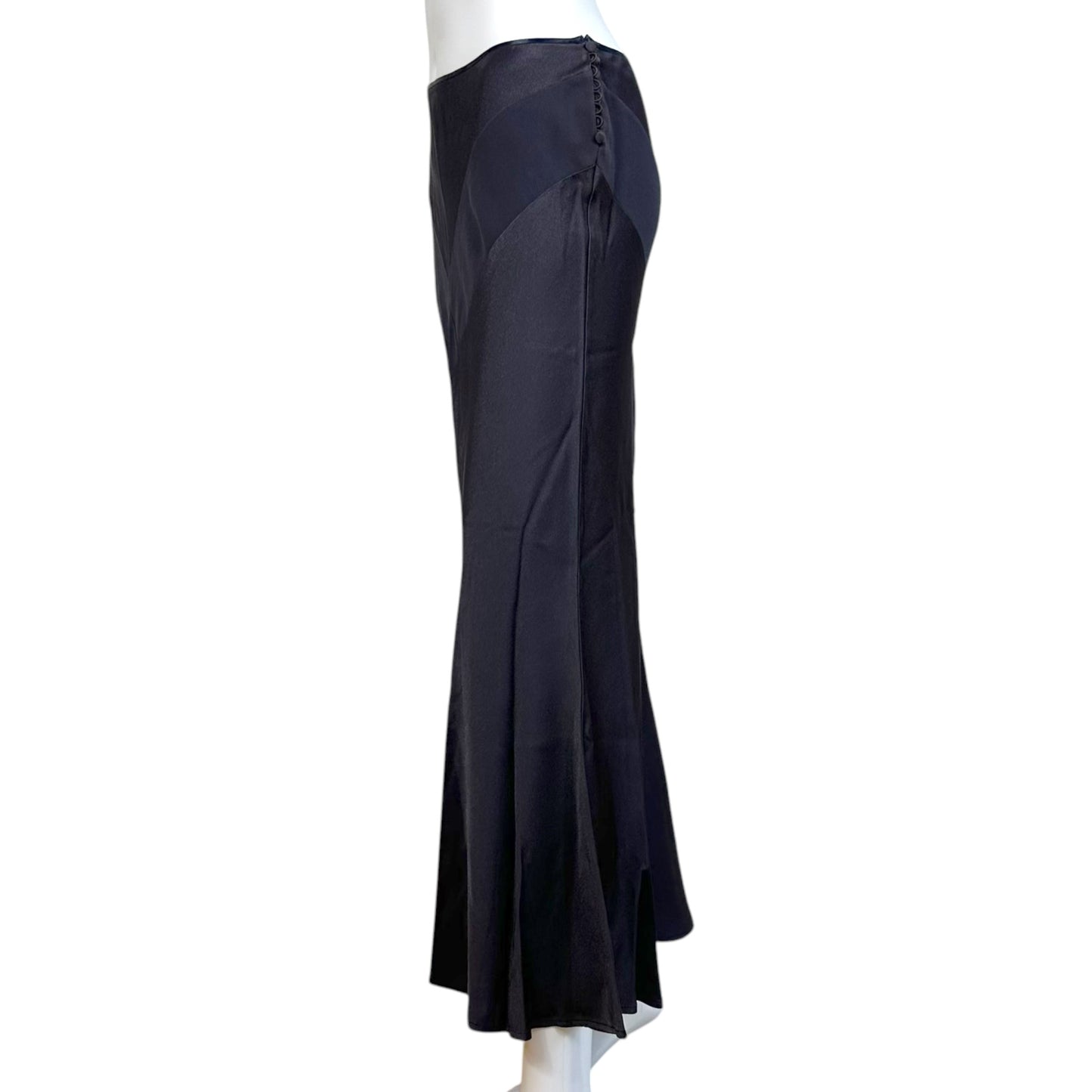 John Galliano Spring 2001 Deep Purple Paneled Satin Maxi Skirt