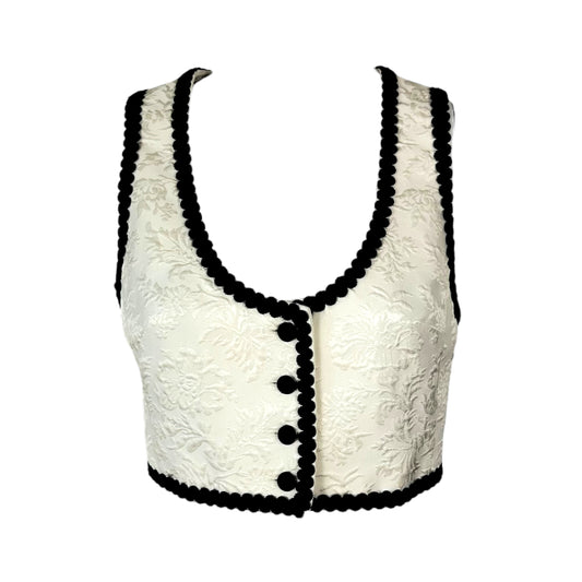 Dolce & Gabbana Black & White Floral Cropped Vest Top