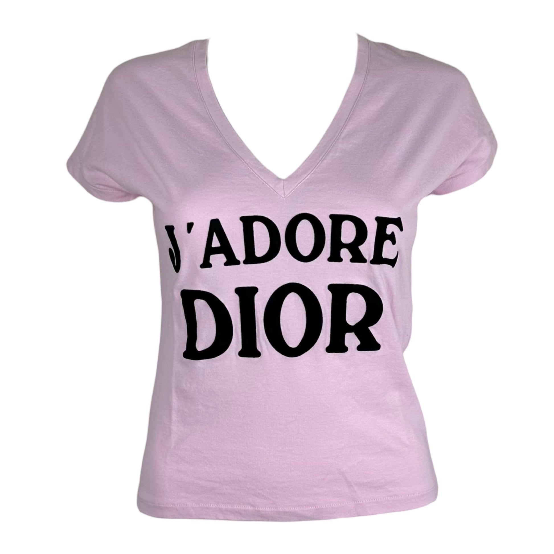 Christian Dior V-Neck T-Shirt Pink Black J'Adore Dior