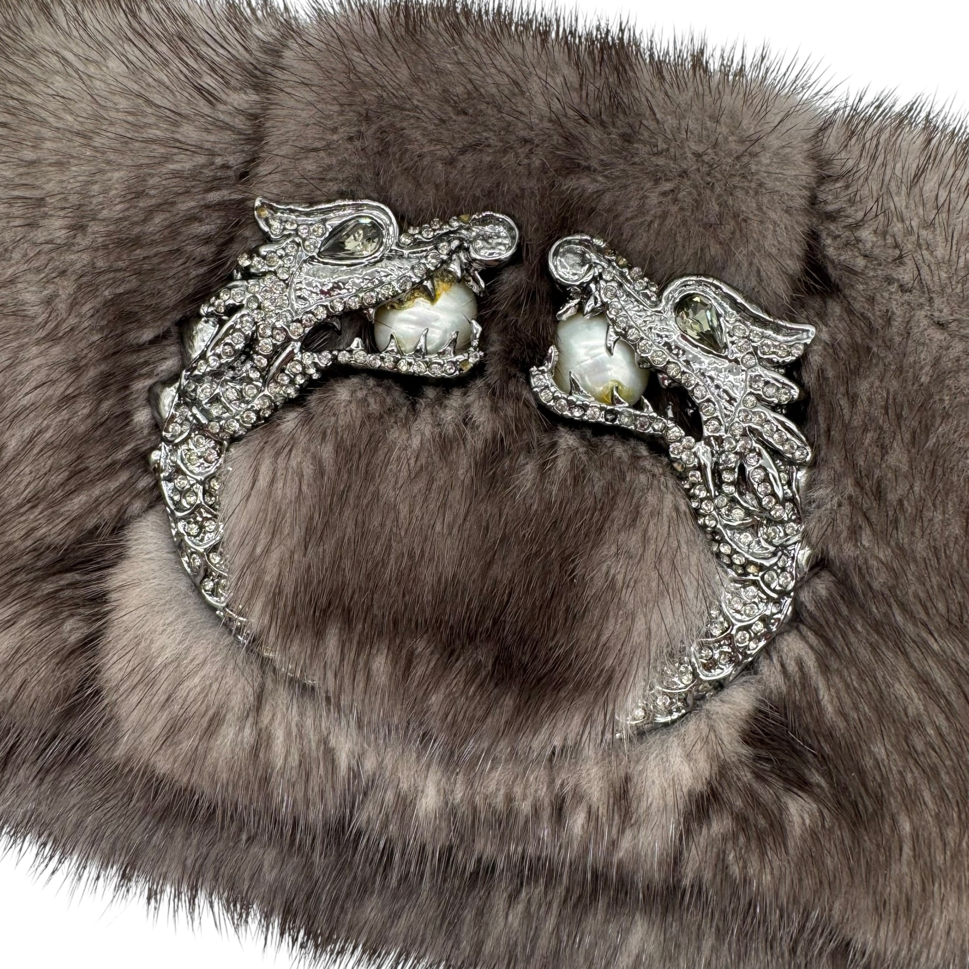 Gucci by Tom Ford Fall 2004 Gray Mink Dragon Clasp Mini Bag RARE - Outfit Repeater