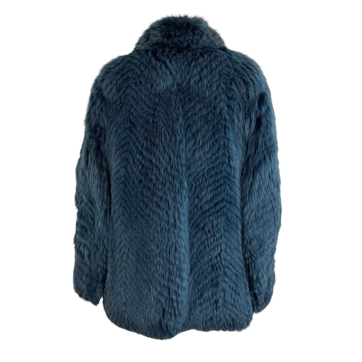 Yuki Belle Femme Blue Dyed Chevron Print Fox Fur Coat