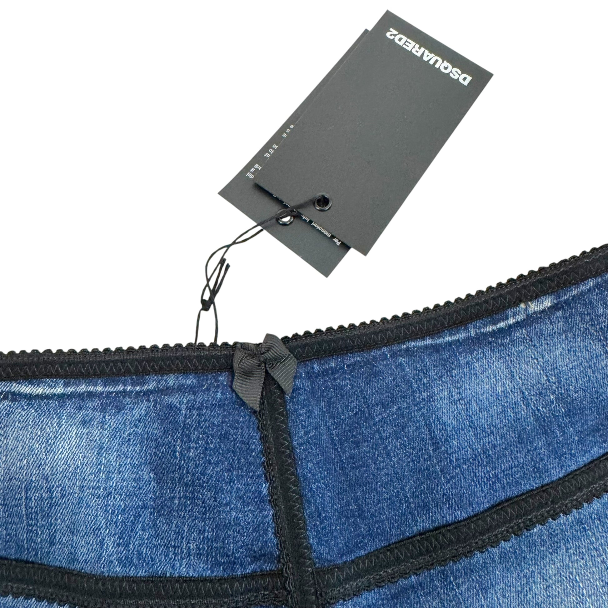 Dsquared2 Micro Mini Denim Shorts Blue Lace Trim