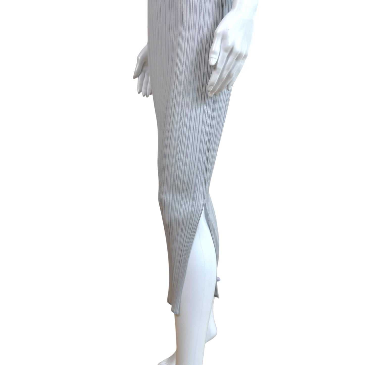 Issey Miyake Pleats Please Light Gray Pleated Maxi Dress Sz 2