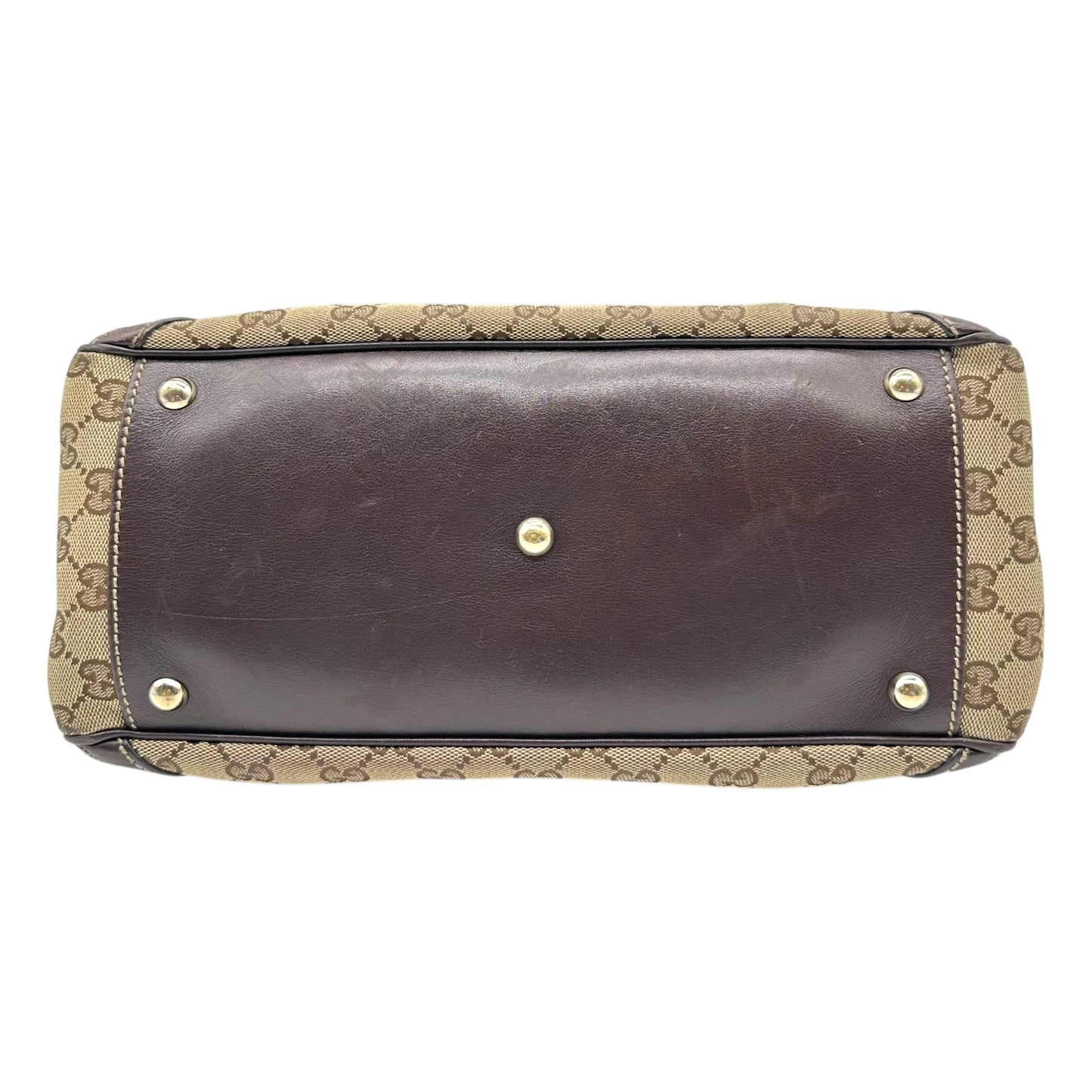 Gucci Brown Monogram & Bamboo East West Shoulder Bag