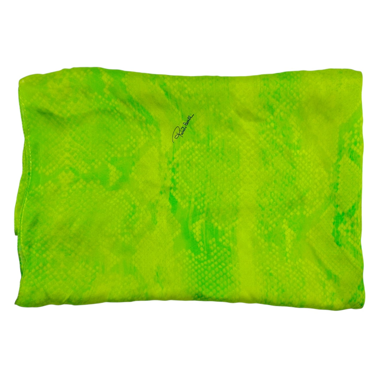 Roberto Cavalli Neon Green Snakeskin Silk Stole Scarf