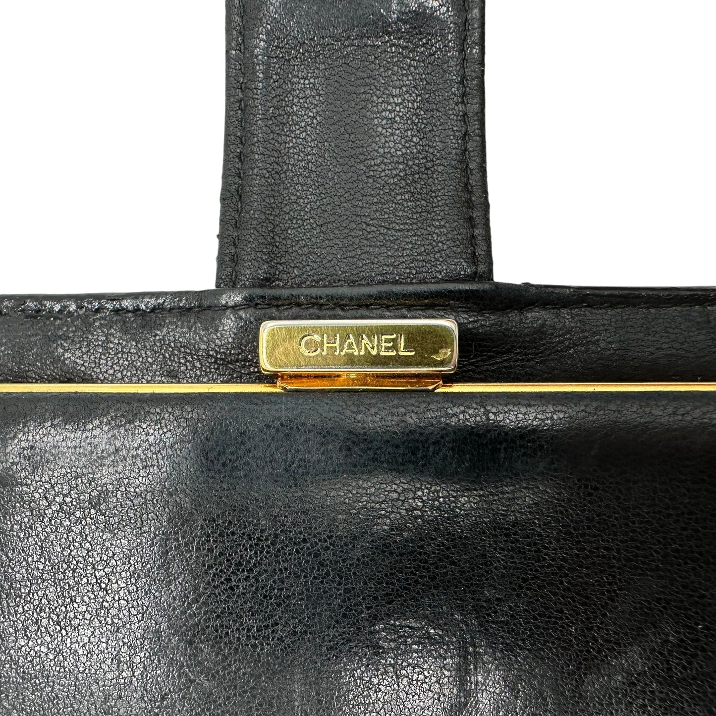 Chanel Black Caviar Leather Logo Wallet