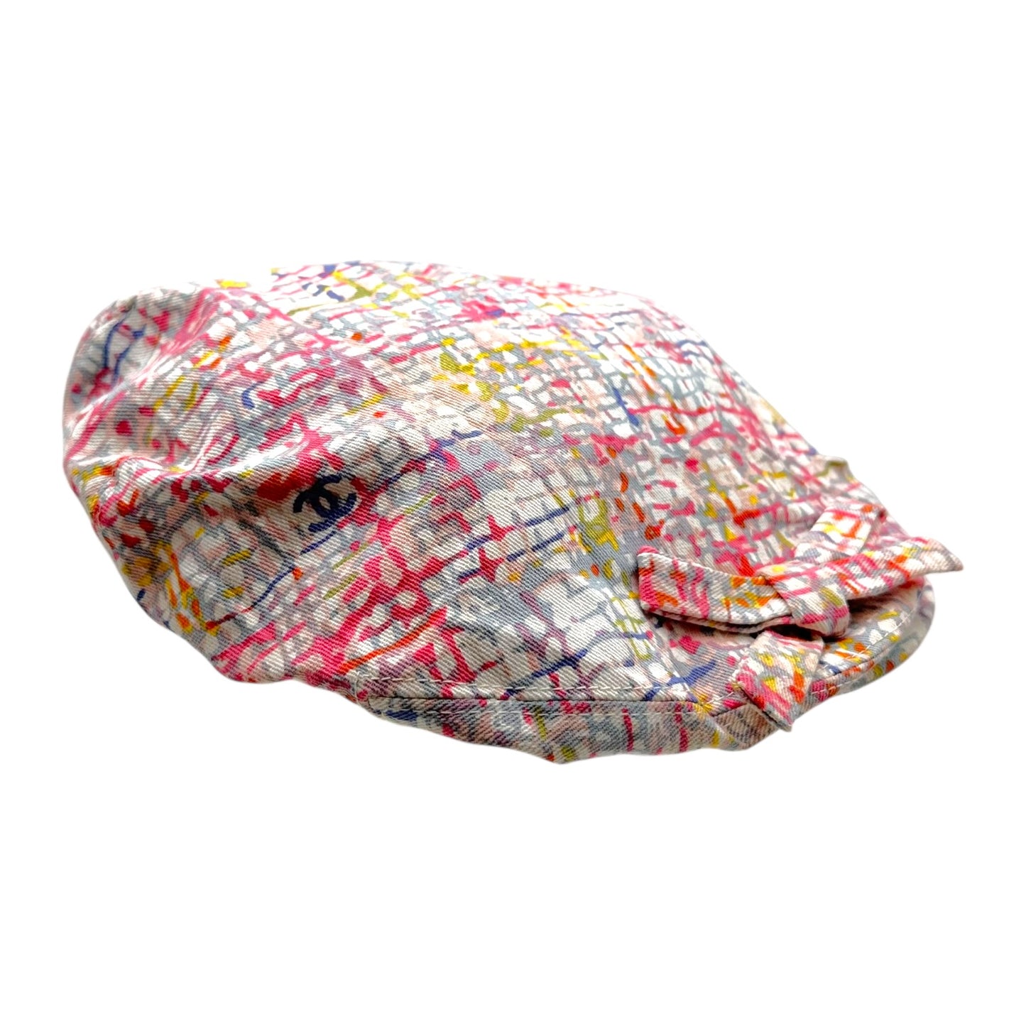Chanel Multicolor Tweed Print Newsboy Hat