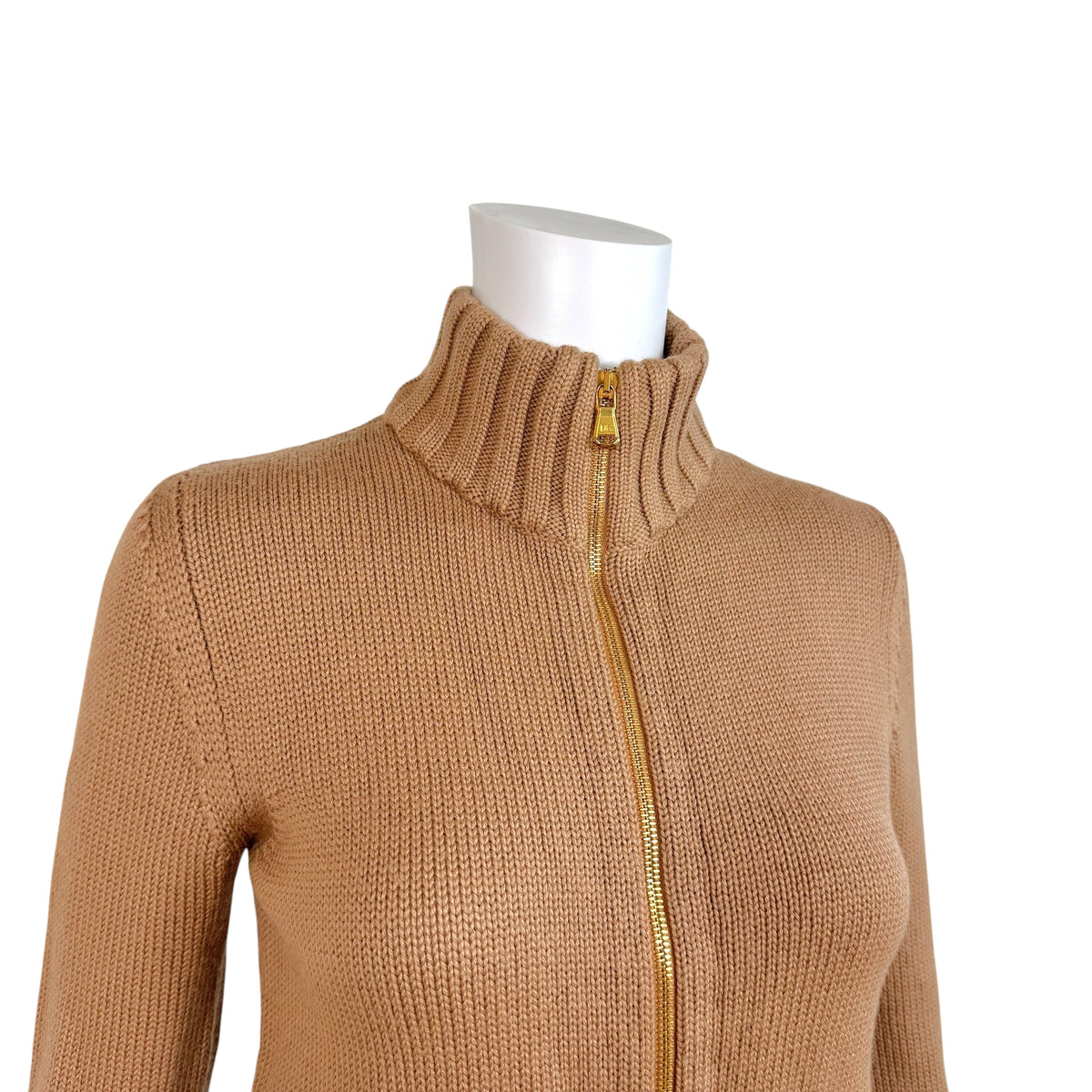 Dolce & Gabbana Beige Knit Zip-Up Sweater