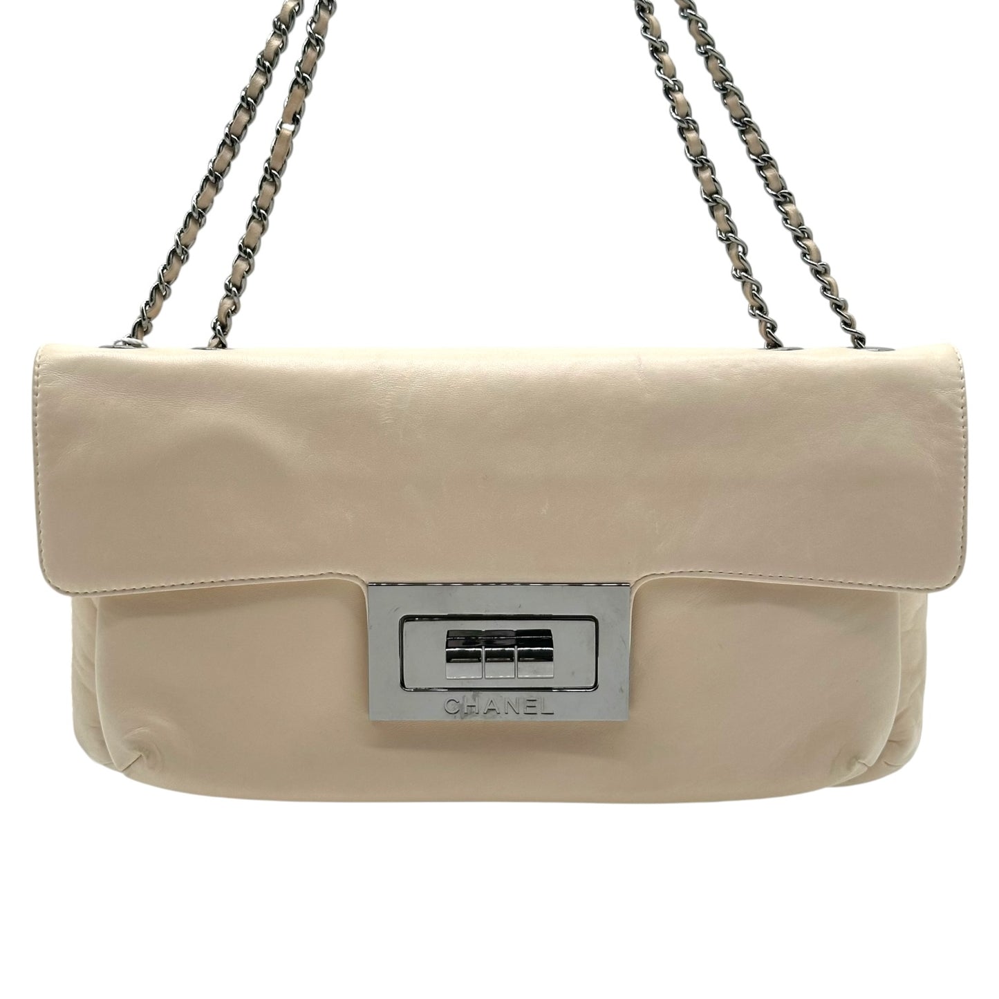 Chanel Ivory Lambskin Leather Turnlock Shoulder Bag