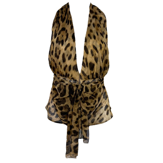 Dolce & Gabbana Leopard Print Sheer Silk Halter Top