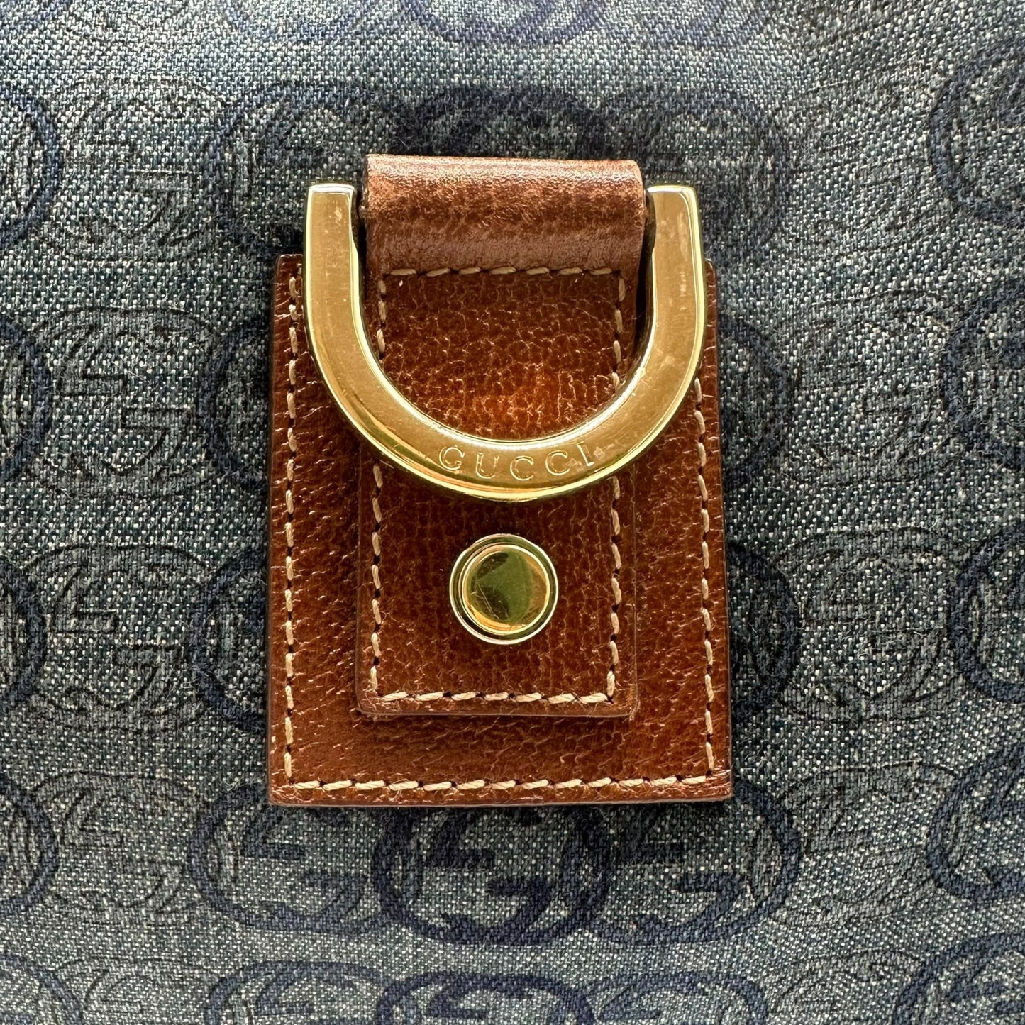 Gucci Denim Monogram Abby Shoulder Bag