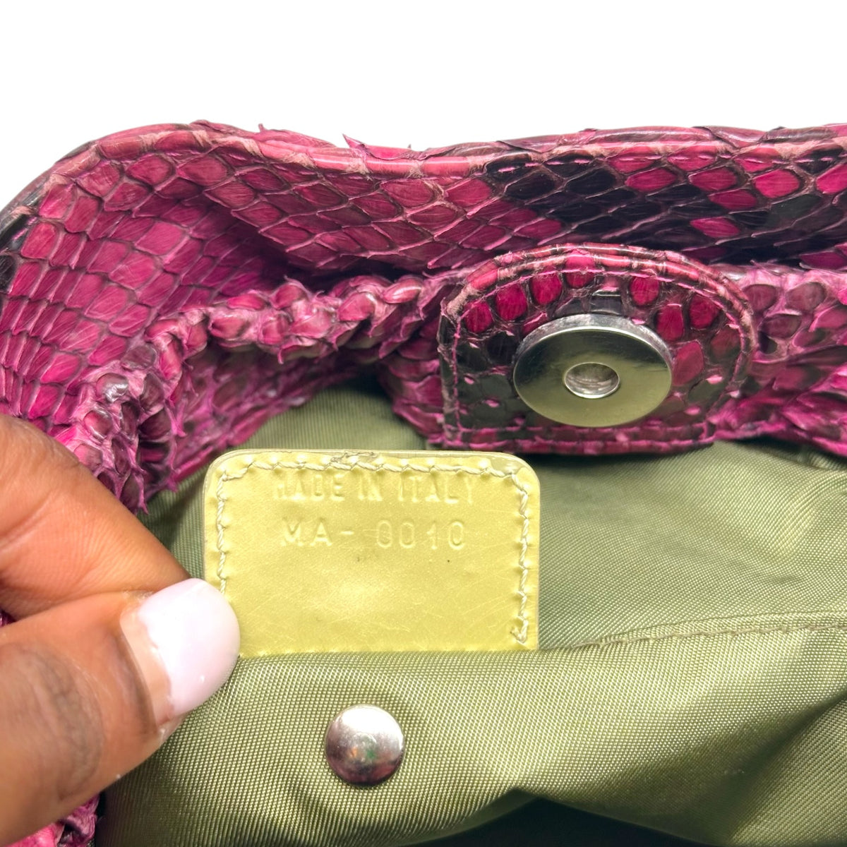 Christian Dior Python Top Handle Handbag Pink Purple