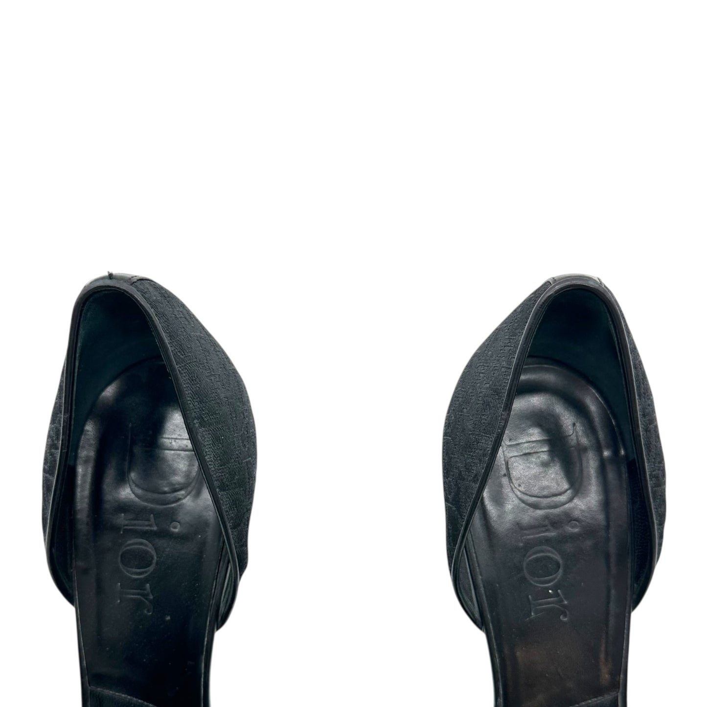 Christian Dior Black Street Chic Trotter Monogram Peep Toe Heels