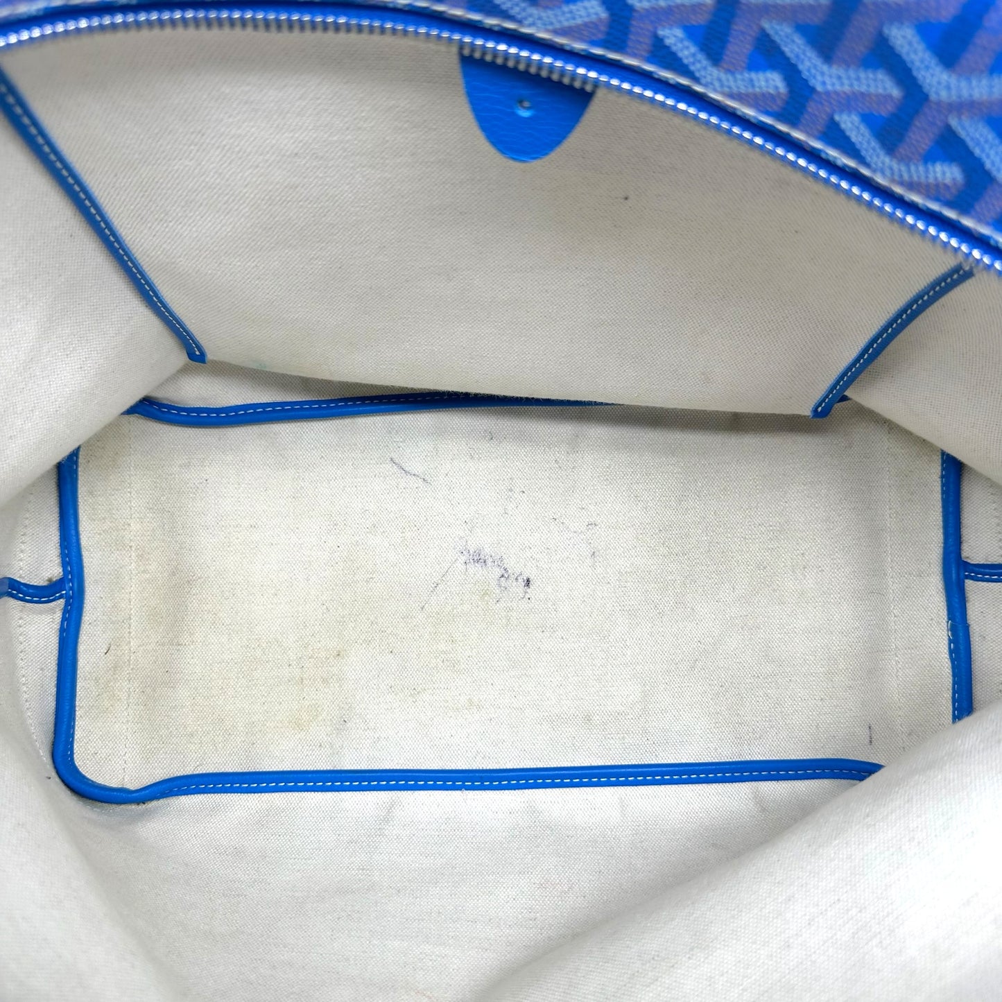 Goyard Blue Goyardine Artois Zippered Tote Bag