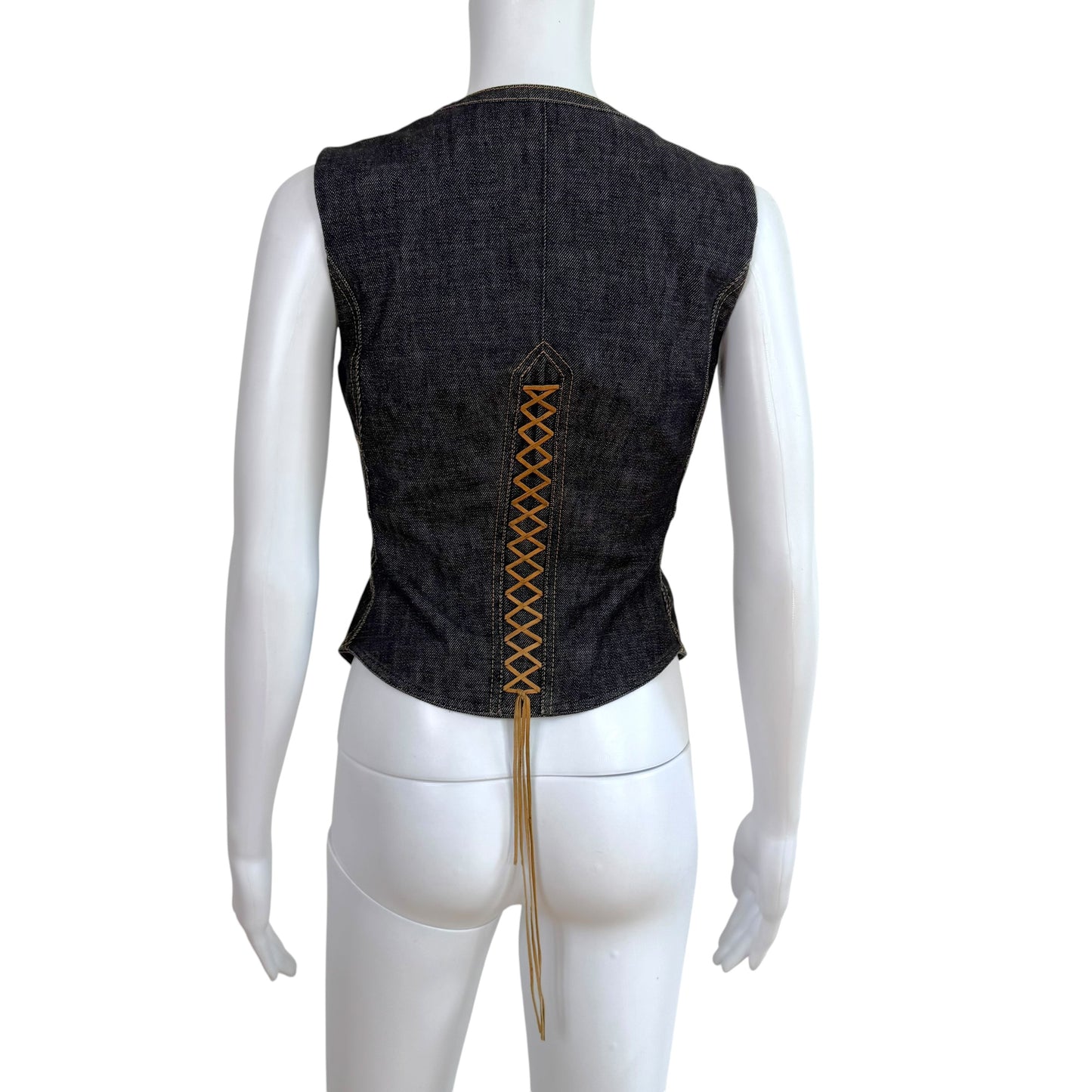 Dolce & Gabbana Denim Butterfly Patchwork Vest Top