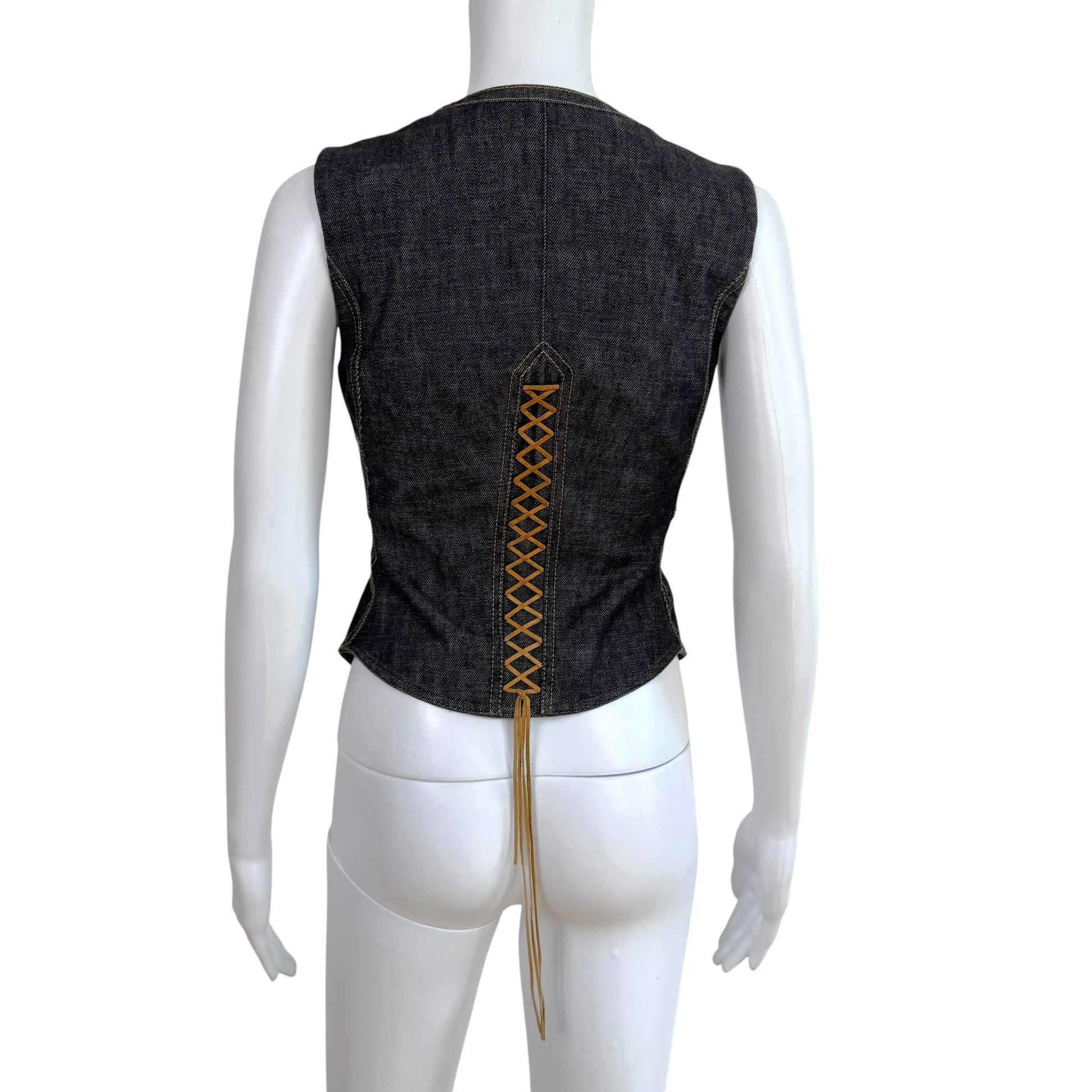 Dolce & Gabbana Denim Butterfly Patchwork Vest Top