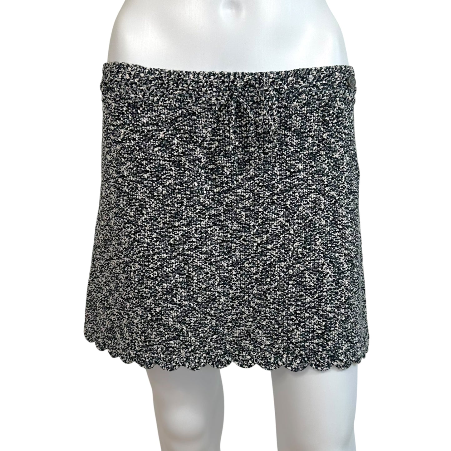 Chanel Black & White Scalloped Hem Cotton Knit Mini Skirt