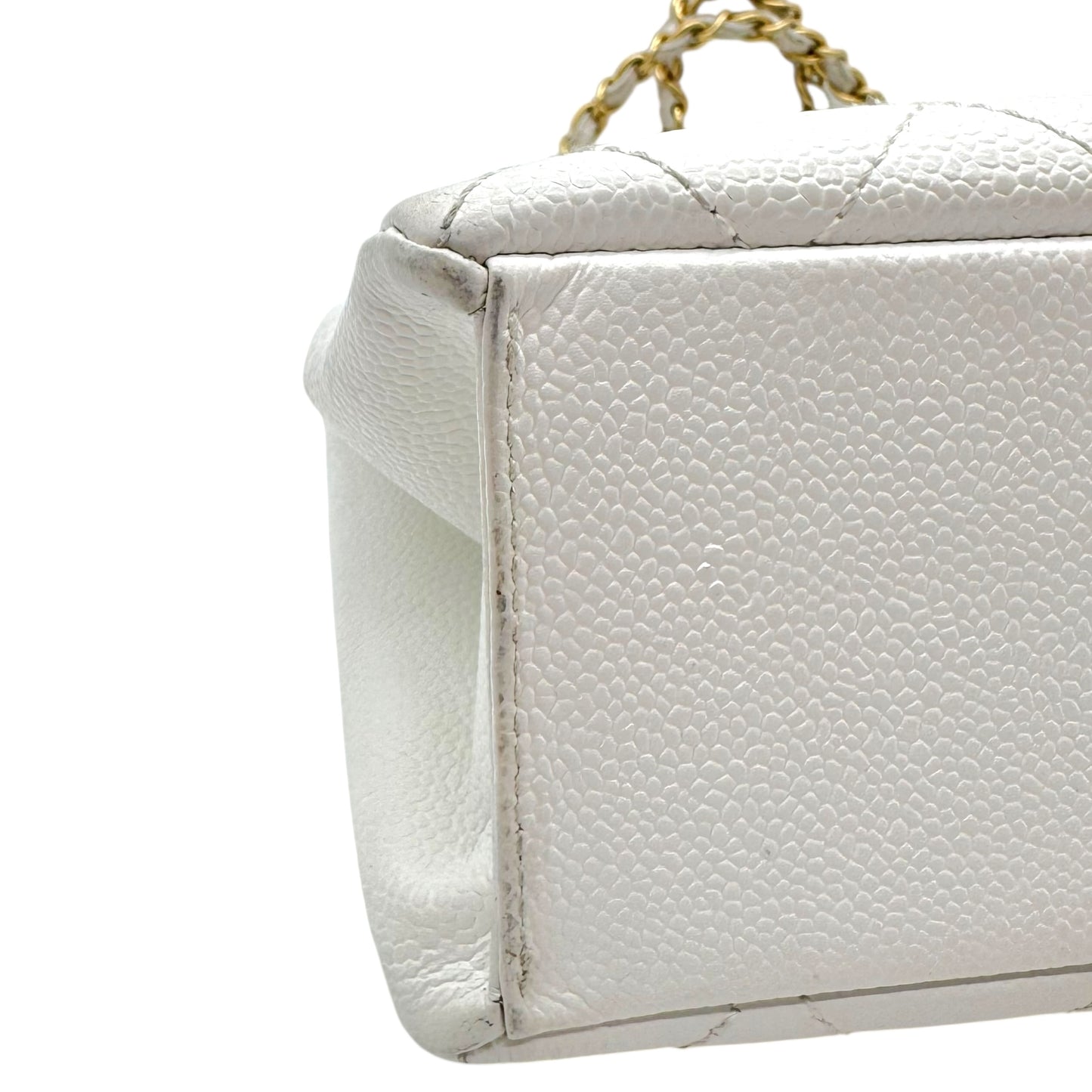 Chanel White Caviar Matelasse Wood Bar Shoulder Bag 2003-04 - Outfit Repeater