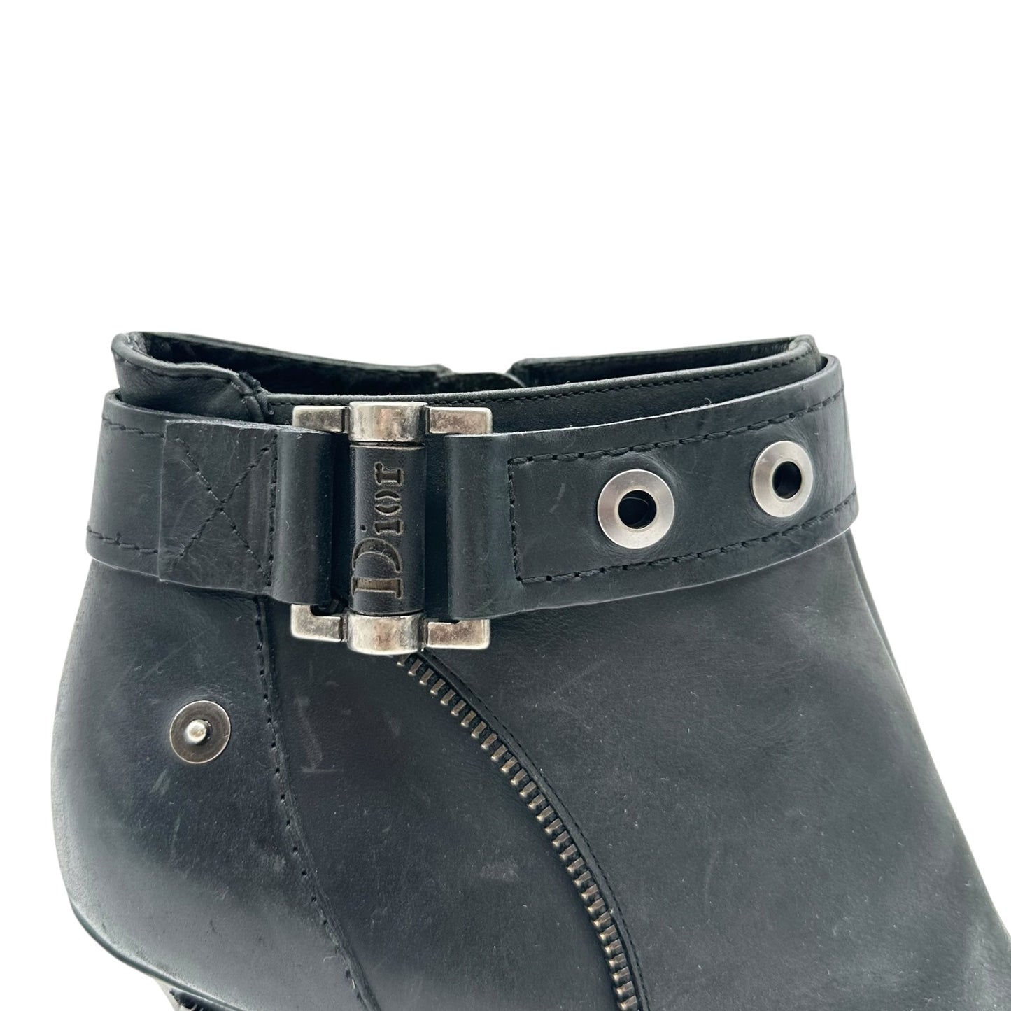 Christian Dior Black Leather Heeled Ankle Boots