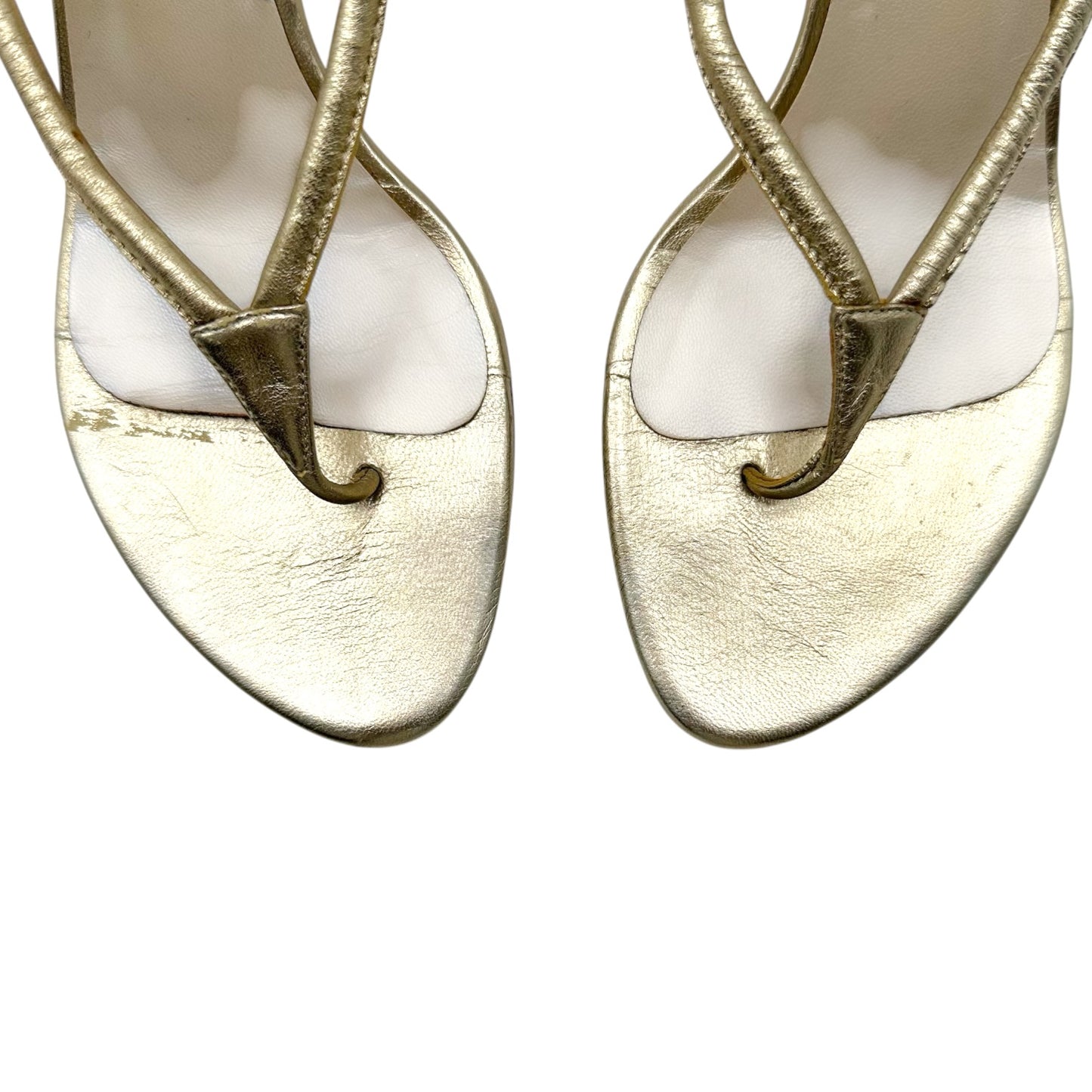 Christian Dior Gold & Tortoise Kitten Heel Thong Flip Flops