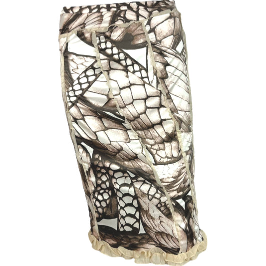 Just Cavalli Roberto Cavalli Brown & Ivory Scale Print Midi Skirt