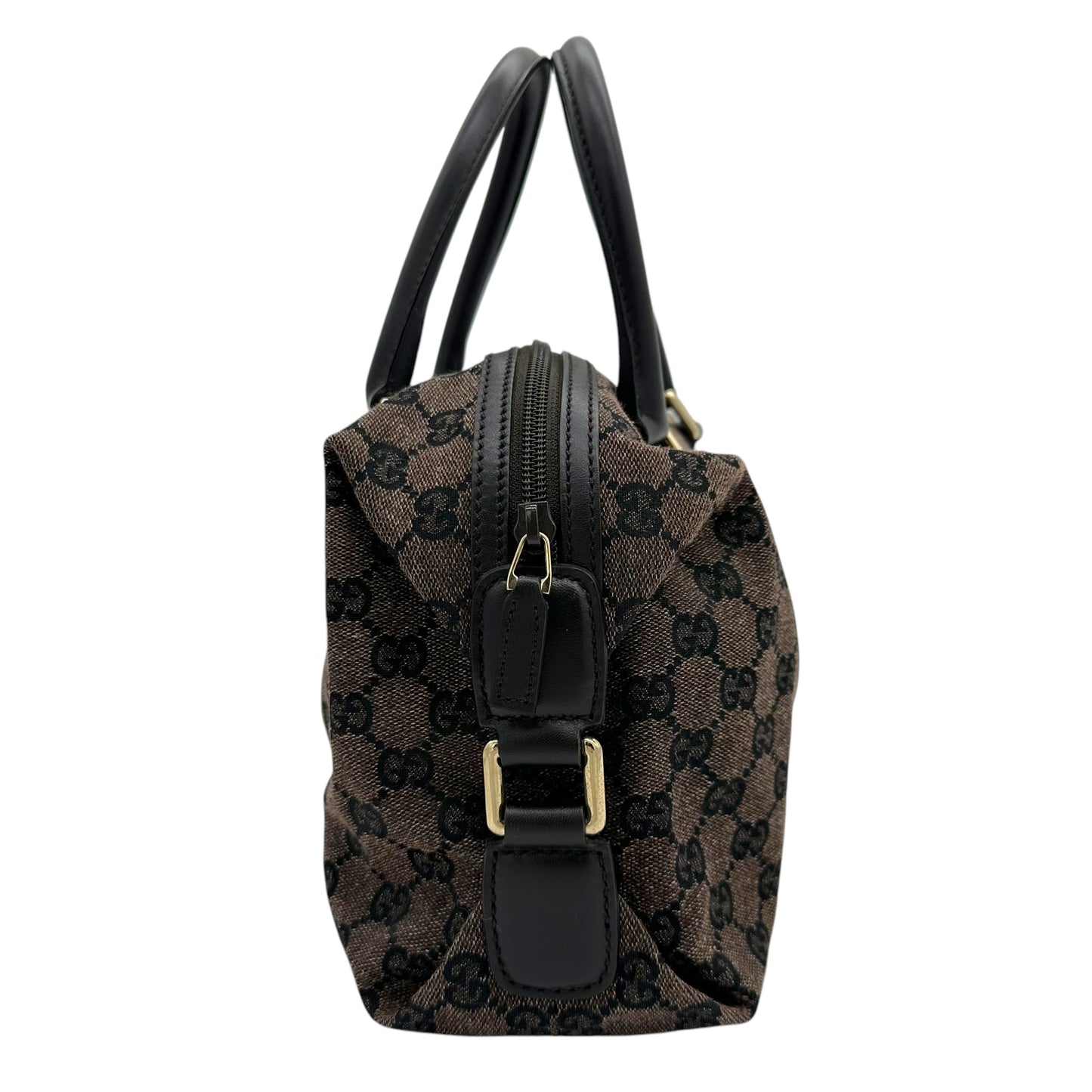 Gucci Brown & Black Monogram Boston Bag