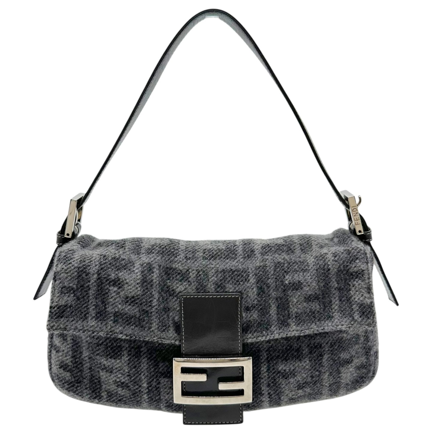 Fendi Baguette Bag Gray Zucca Cashmere Knit