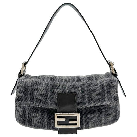 Fendi Baguette Bag Gray Zucca Cashmere Knit