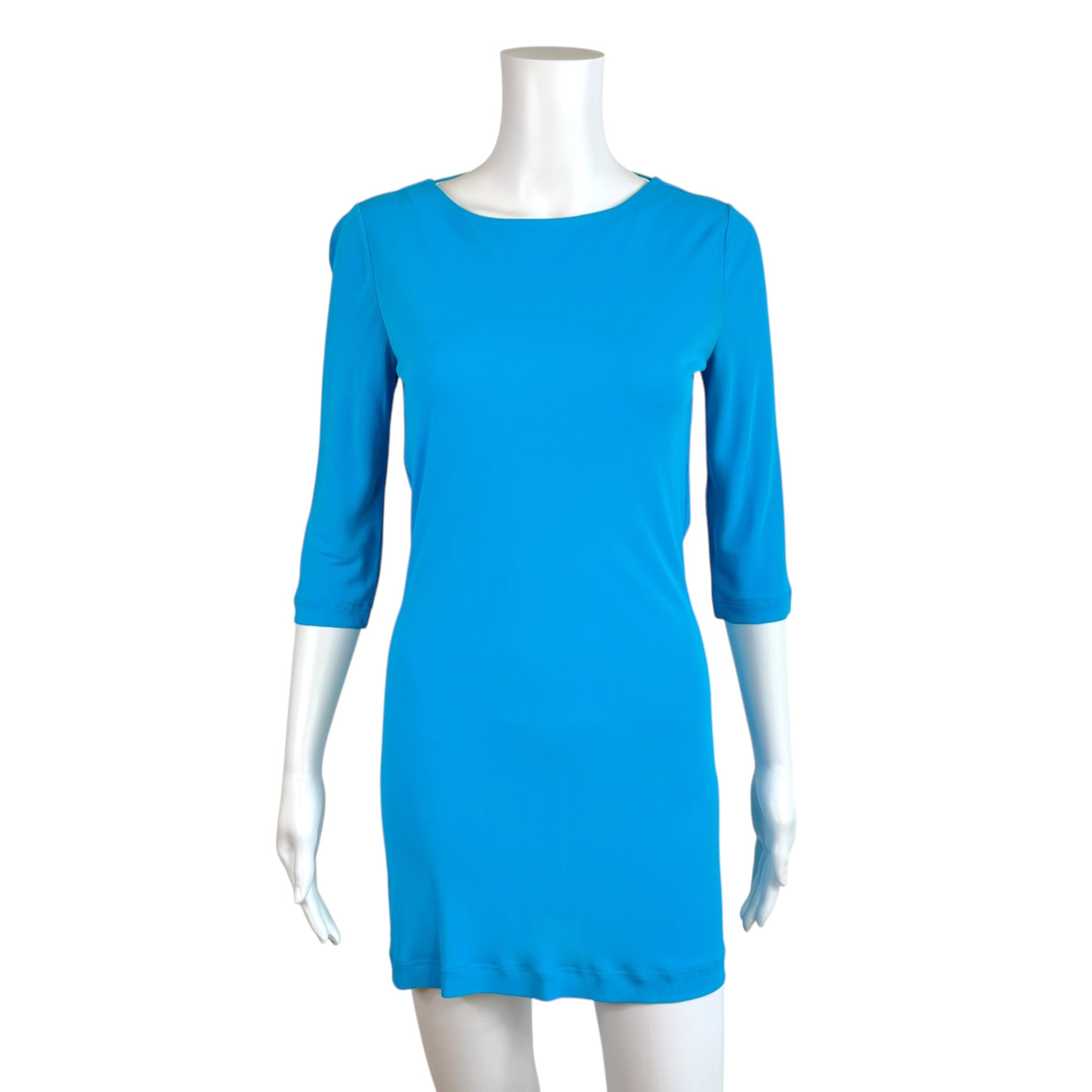 Emilio Pucci Turquoise Backless Mini Dress 3/4 Sleeve