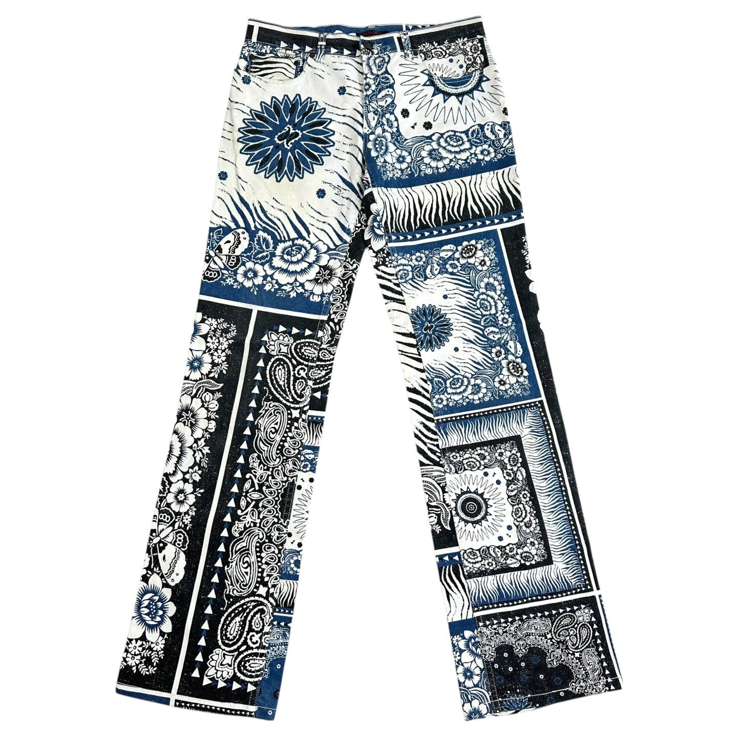 Just Cavalli Roberto Cavalli Black & Blue Bandana Print Jeans - Outfit Repeater