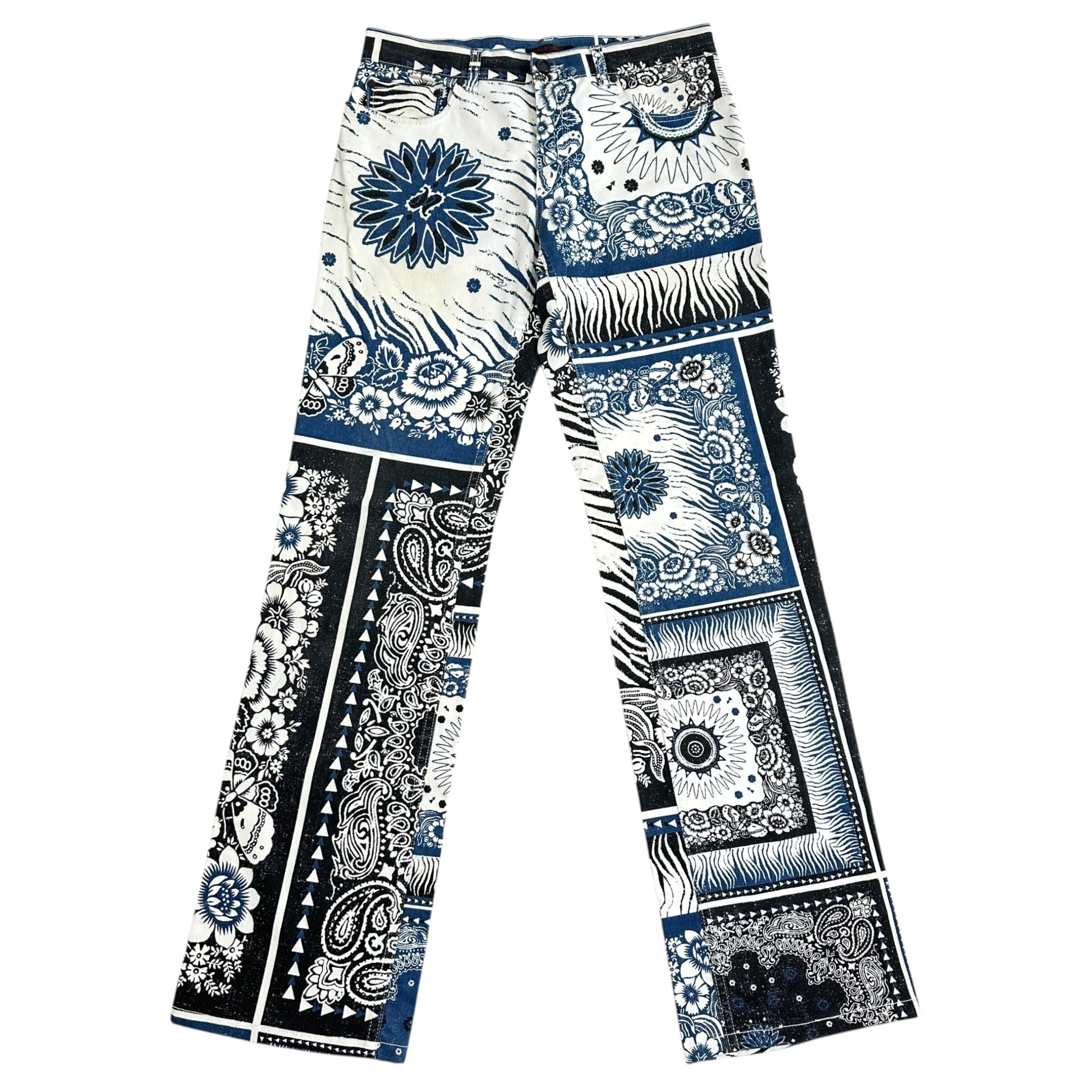 Just Cavalli Roberto Cavalli Black & Blue Bandana Print Jeans - Outfit Repeater