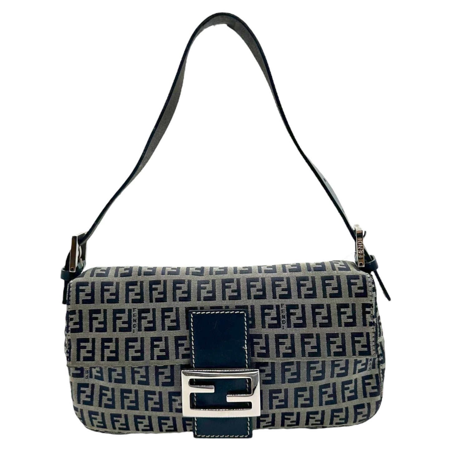 Fendi Navy Blue Zucchino Monogram Baguette Bag - Outfit Repeater