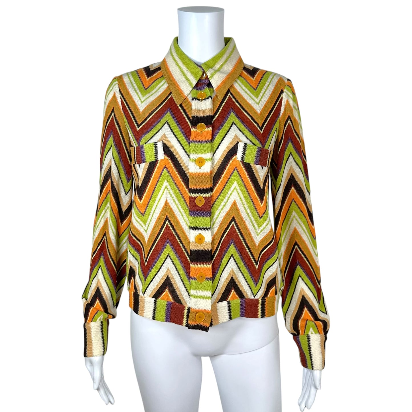 Missoni Chevron Knit Jacket Brown Orange Green