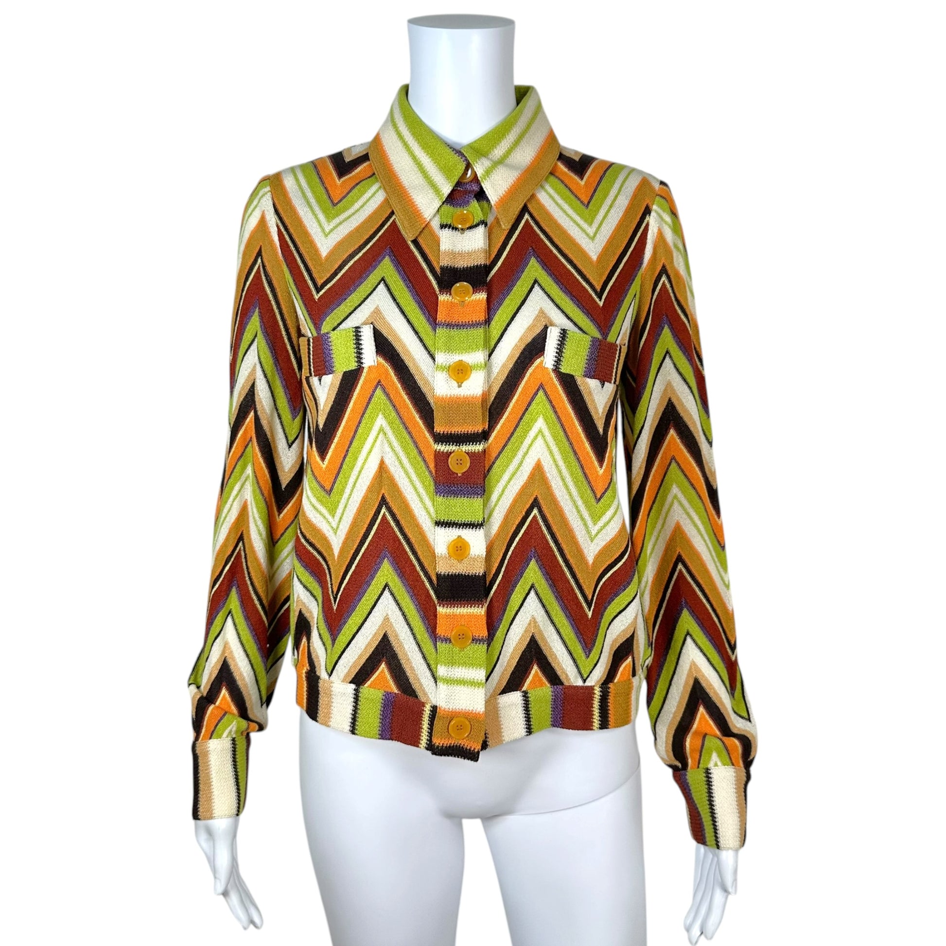 Missoni Chevron Knit Jacket Brown Orange Green