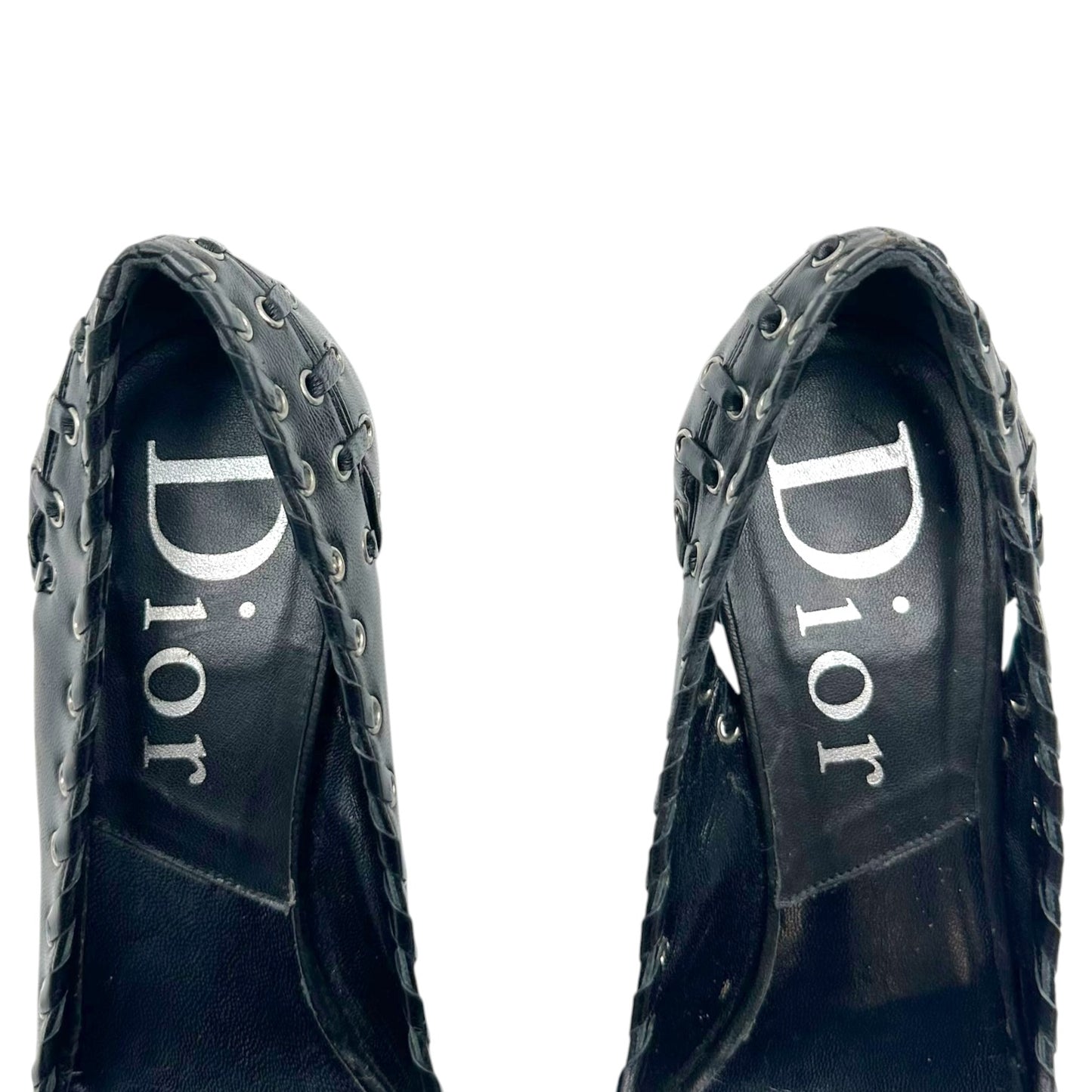 Christian Dior Black Pointed Toe Heels with Eyelet Details