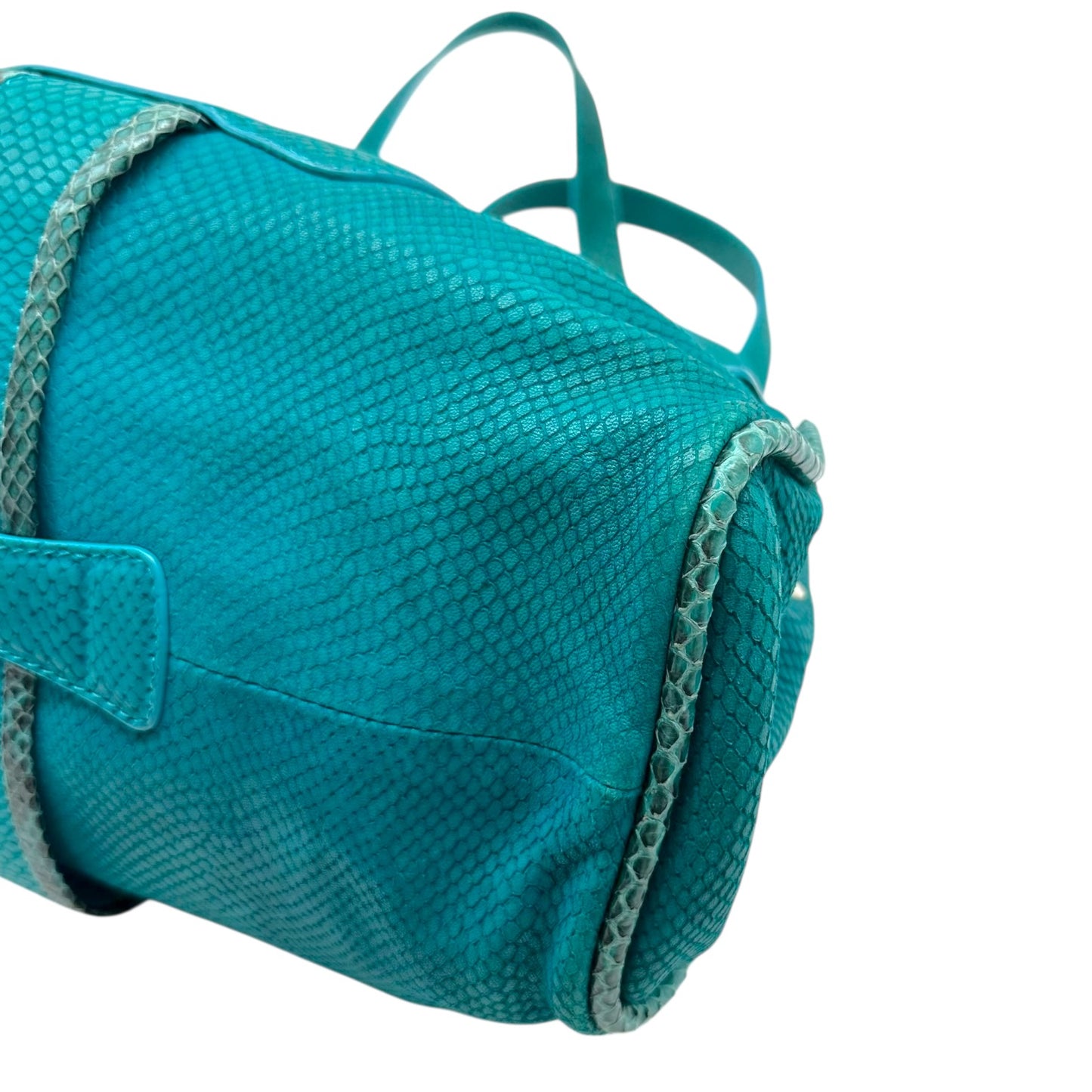 Jimmy Choo Turquoise Suede & Python Trim Shoulder Bag