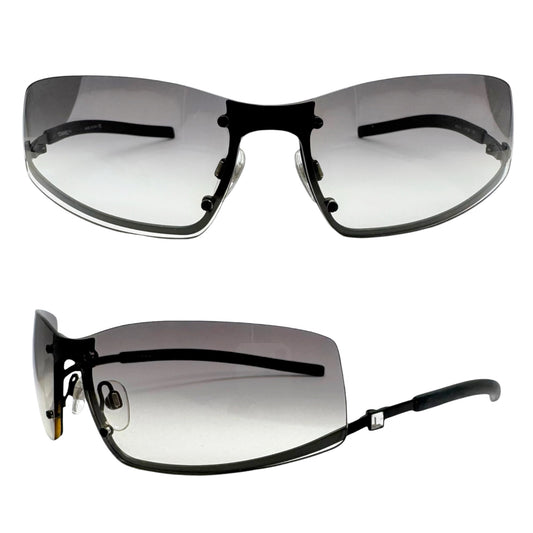 Chanel 4066-B Gray Gradient Lens Bottom Rim & Crystal Arm Wrap Sunglasses w/ Case
