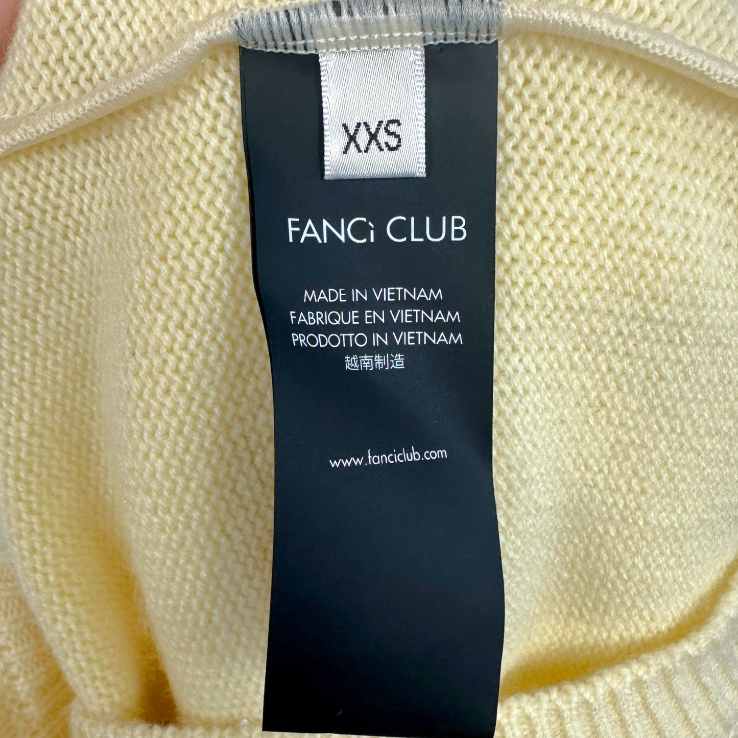 Fanci Club Yellow Cashmere V-Neck Sweater NEW