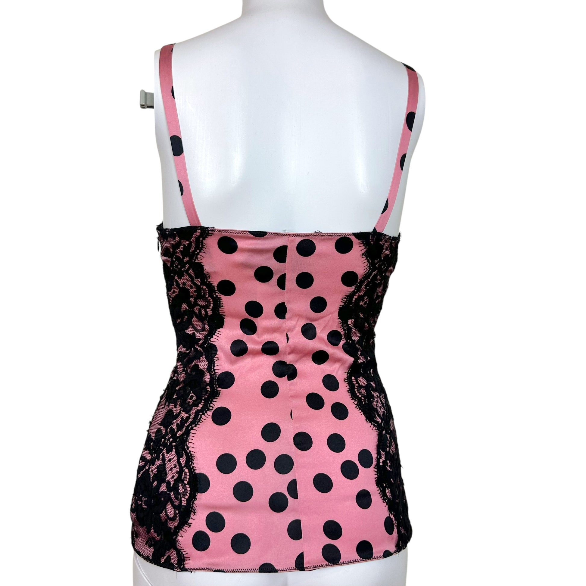 D&G Dolce & Gabbana Pink Polka Dot Silky Lace Tank - Outfit Repeater