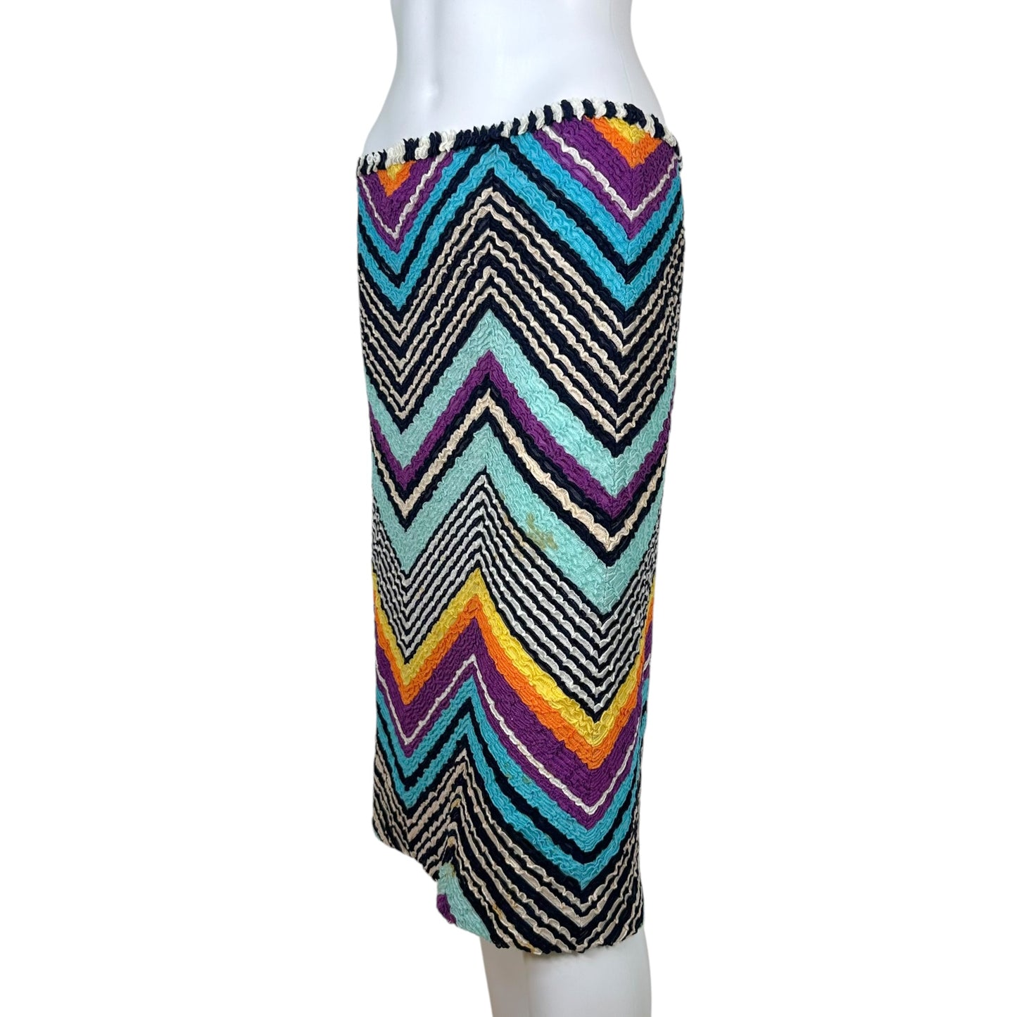 Missoni Midi Skirt Multicolor Chevron Print Elastic Waist