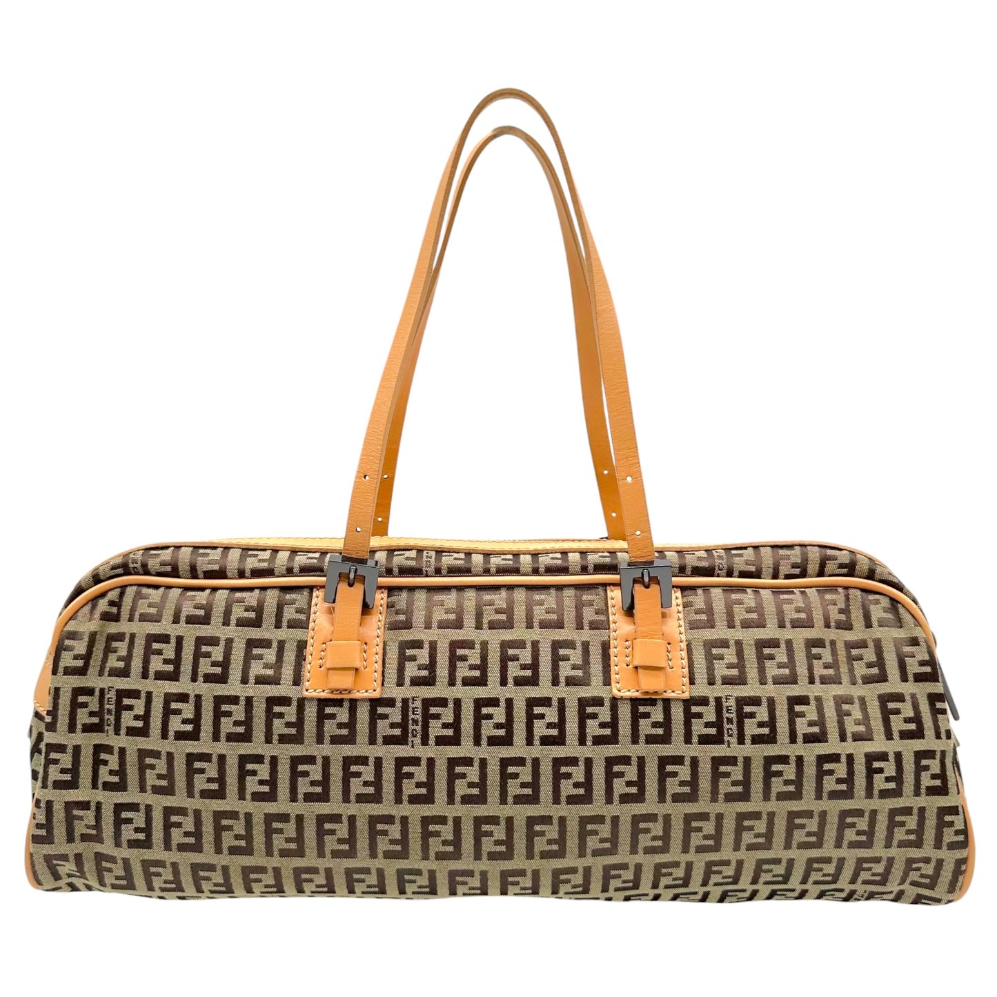 Fendi Tan & Brown Zucchino Mongram East-West Shoulder Bag