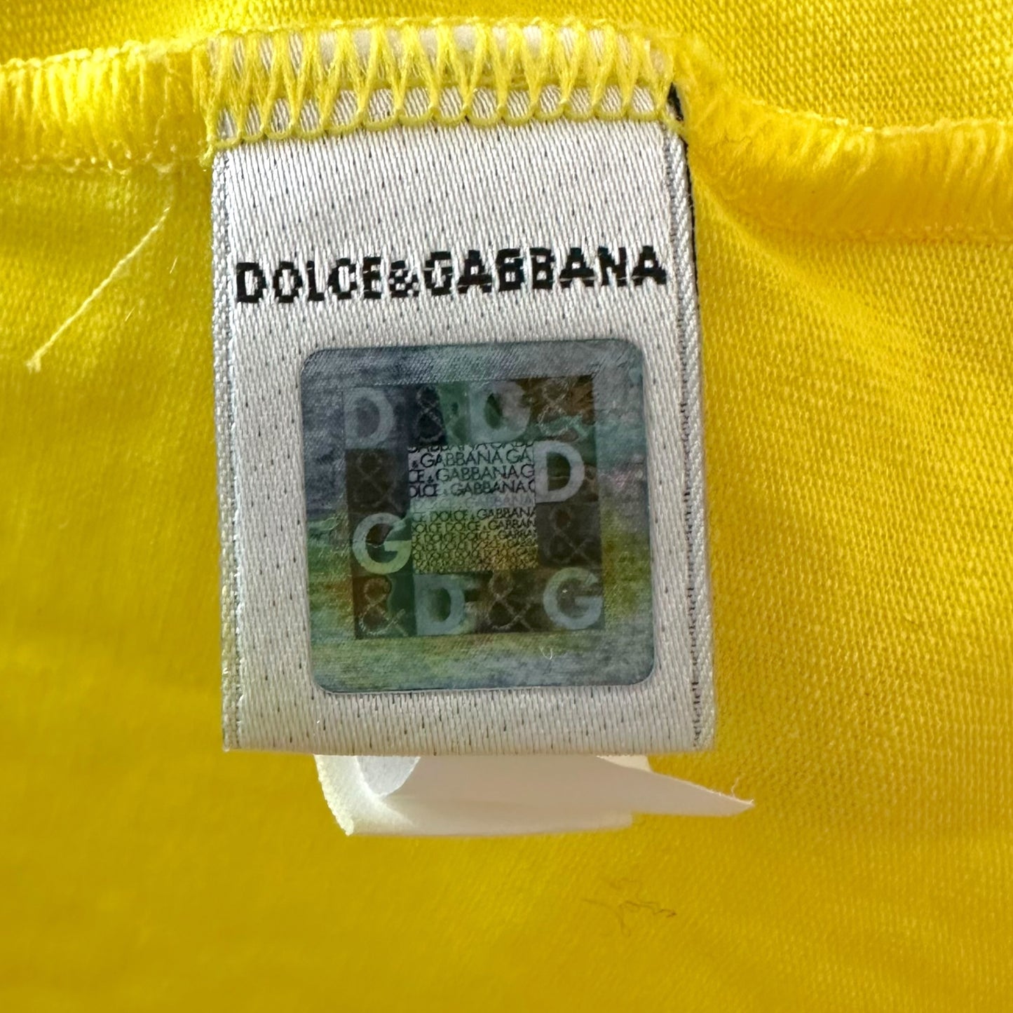 D&G Mini Dress Bright Yellow Blue Logo Sleeveless