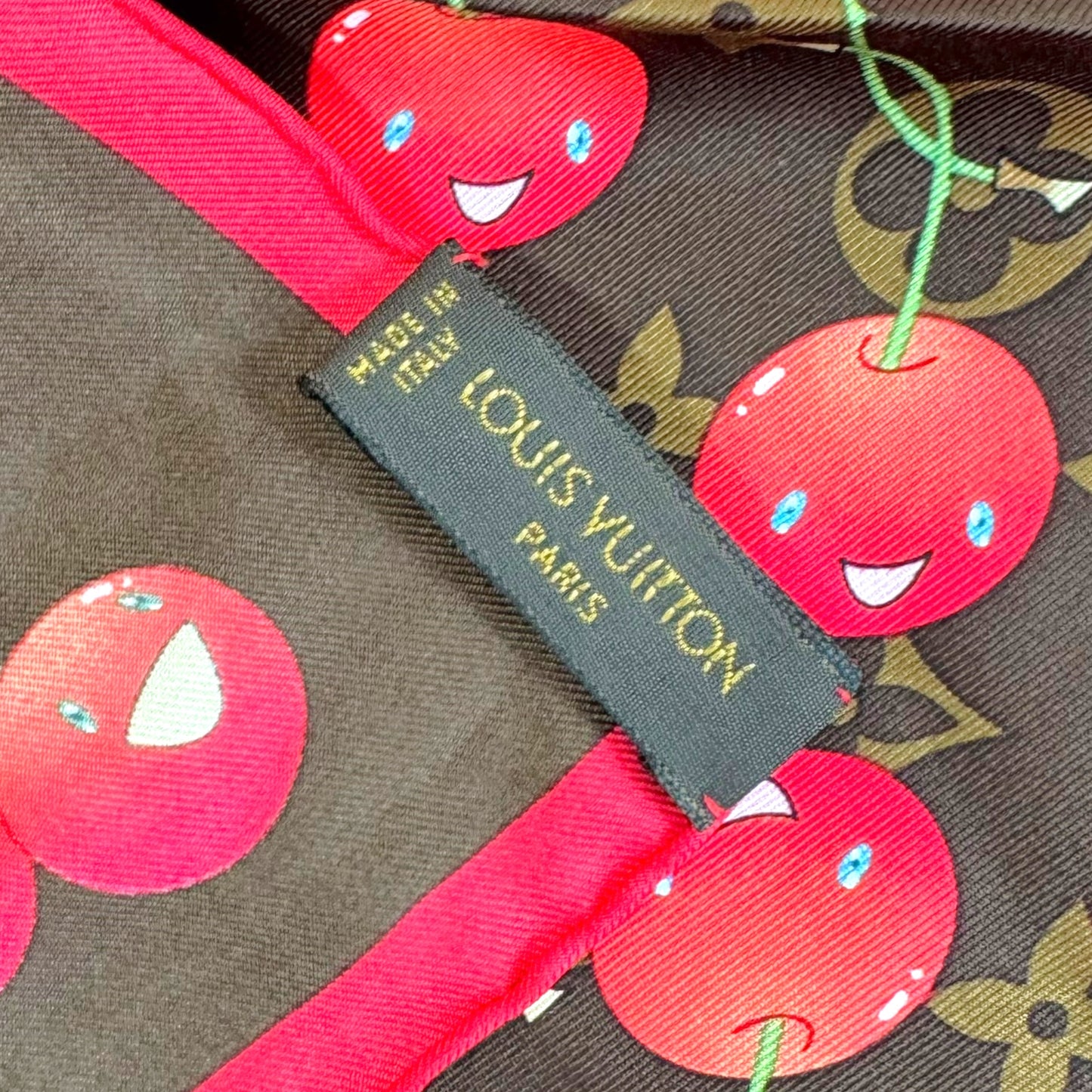 Louis Vuitton x Murakami Cherry Monogram Print Silk Square Scarf