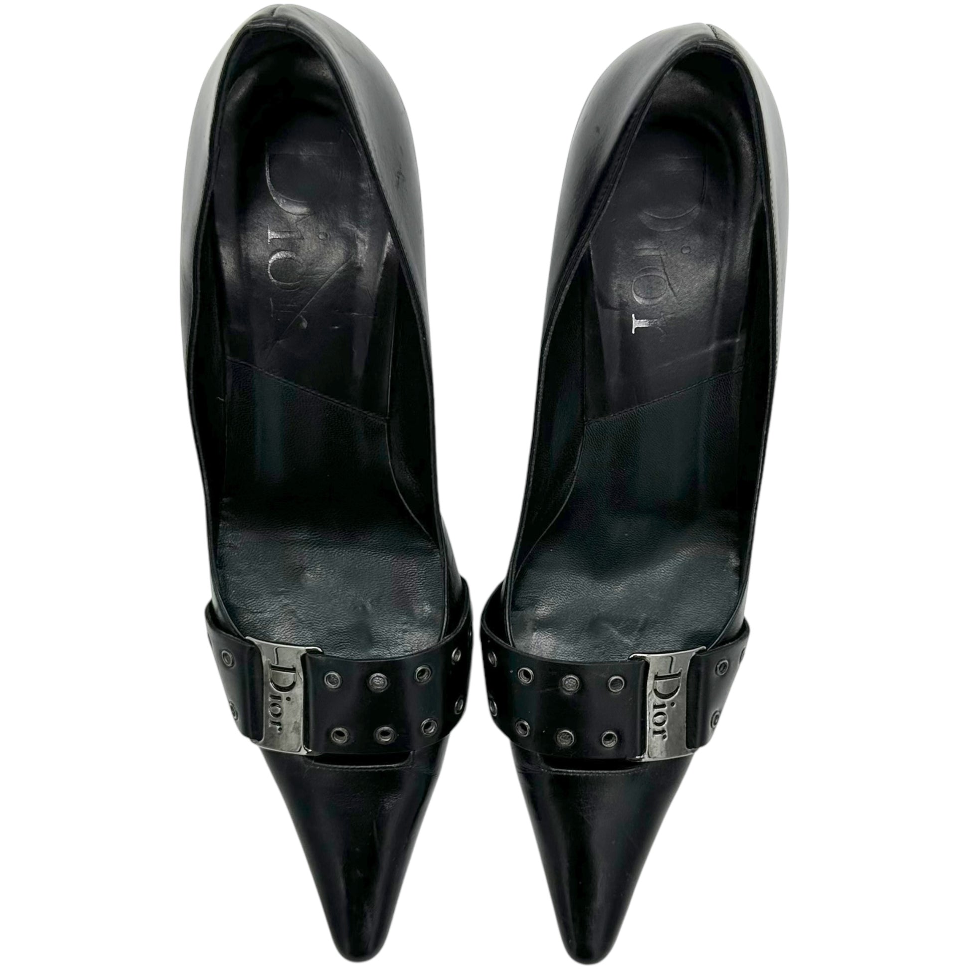 Christian Dior Street Chic Black Leather Pointed Toe Heels - Outfit Repeater