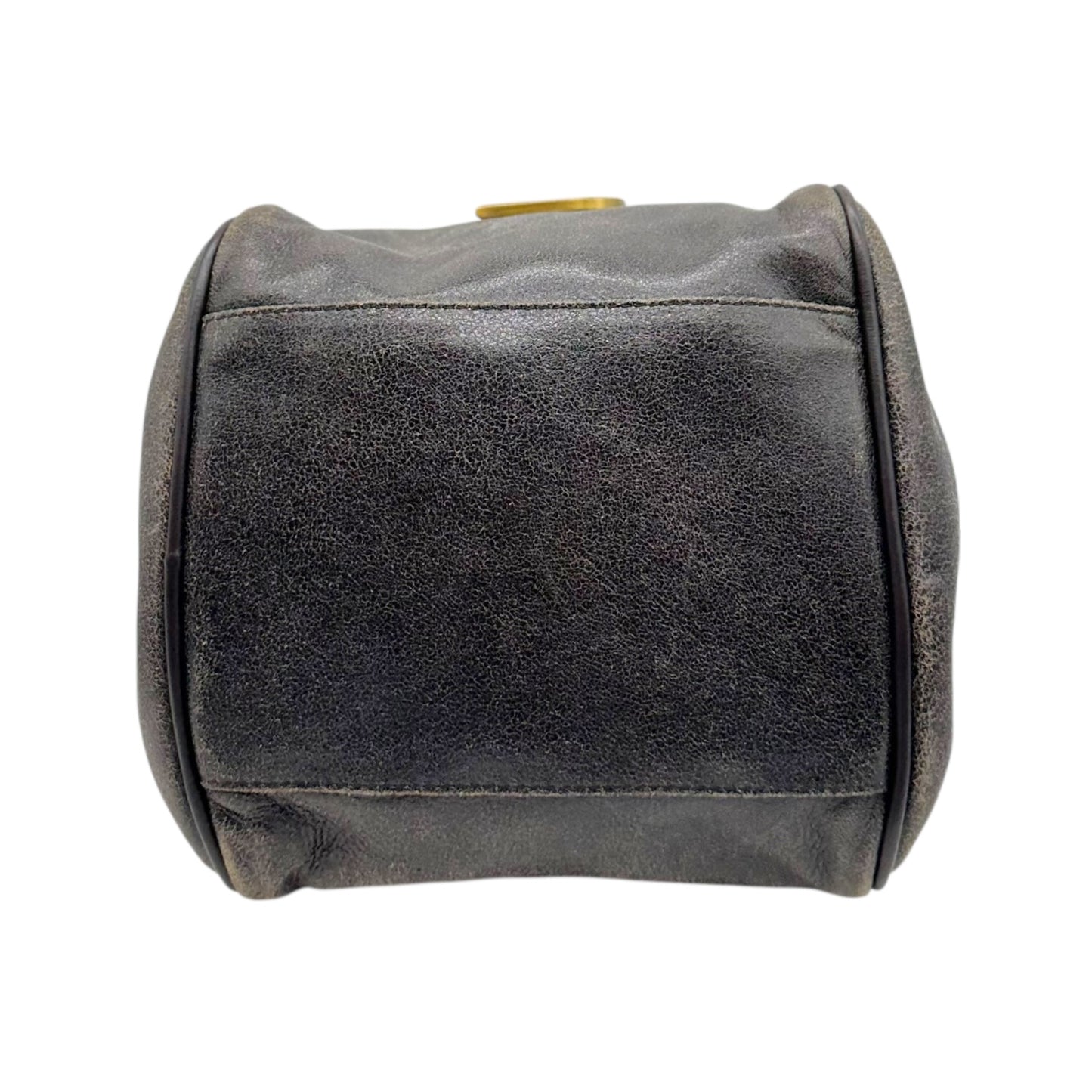 Christian Dior Brown Distressed Leather Small Bowler Bag