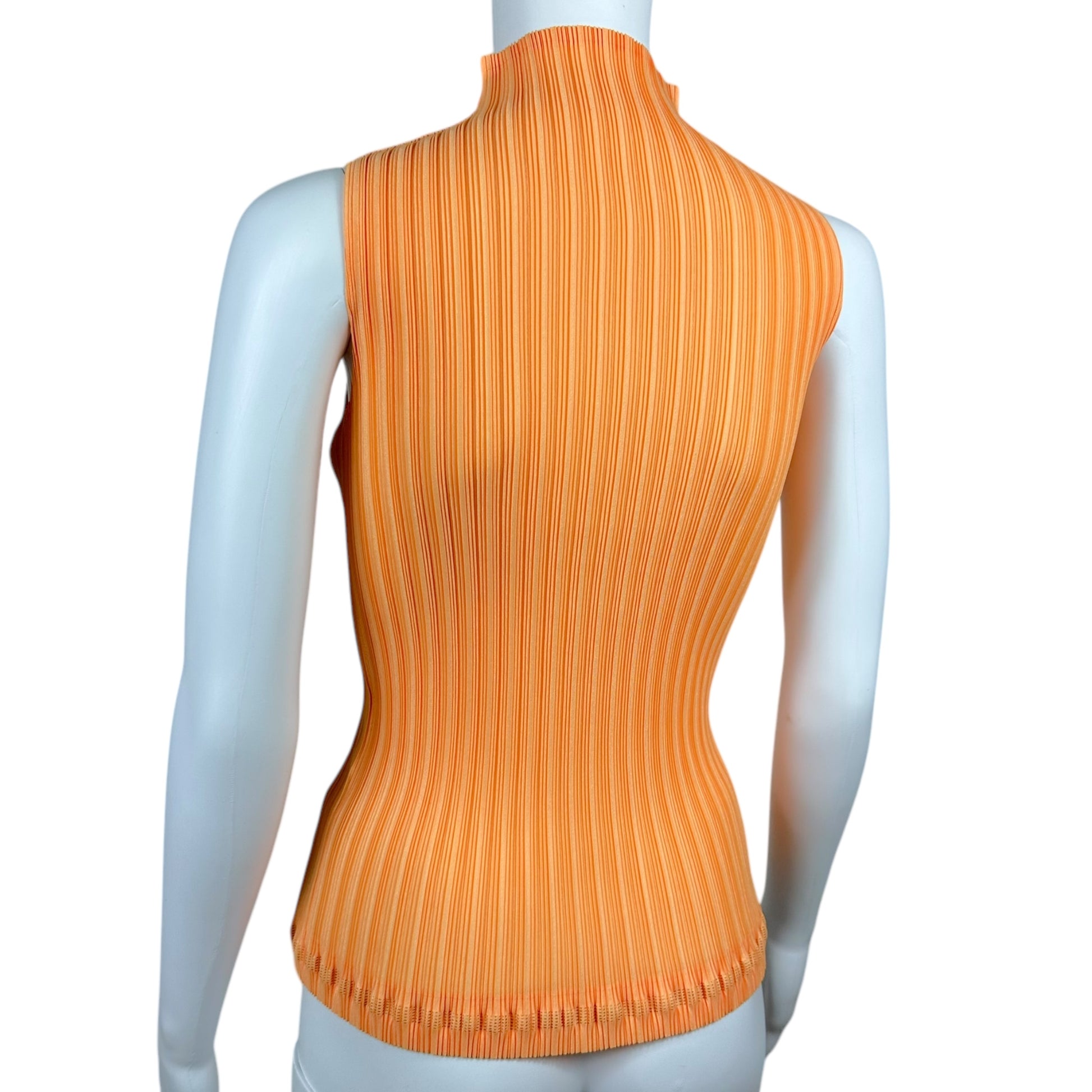 Issey Piyake Pleats Please Orange Mock Neck Tank - Outfit Repeater