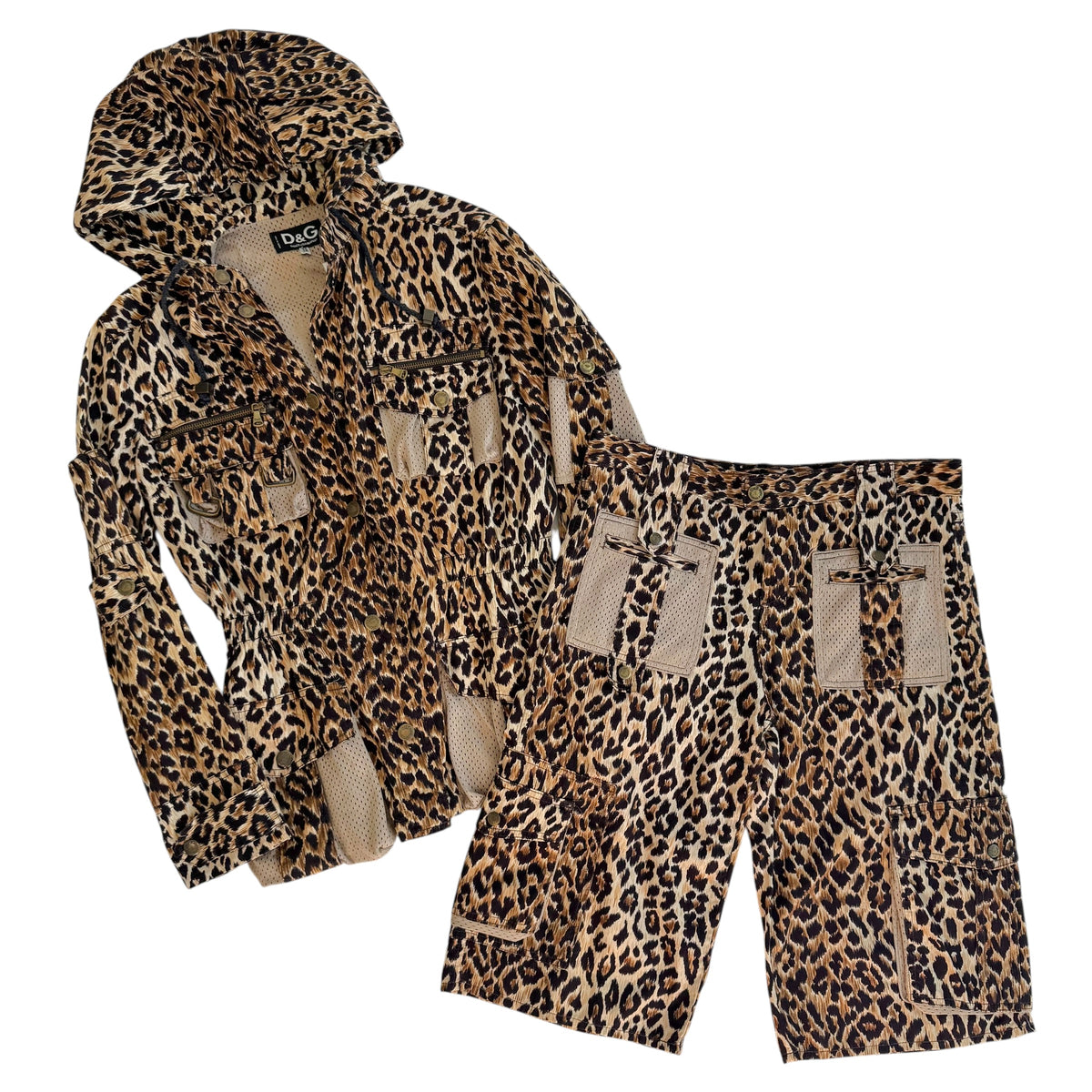 Dolce & Gabbana Leopard Print Jacket Midi Short Set