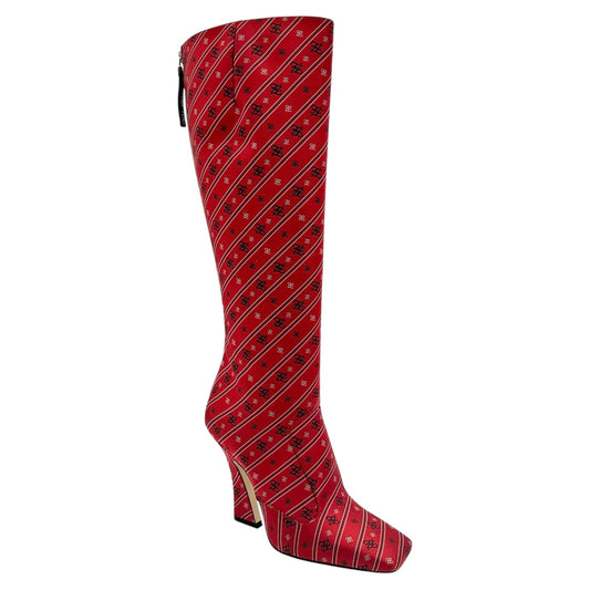 Fendi Red Jacquard Heeled Boots