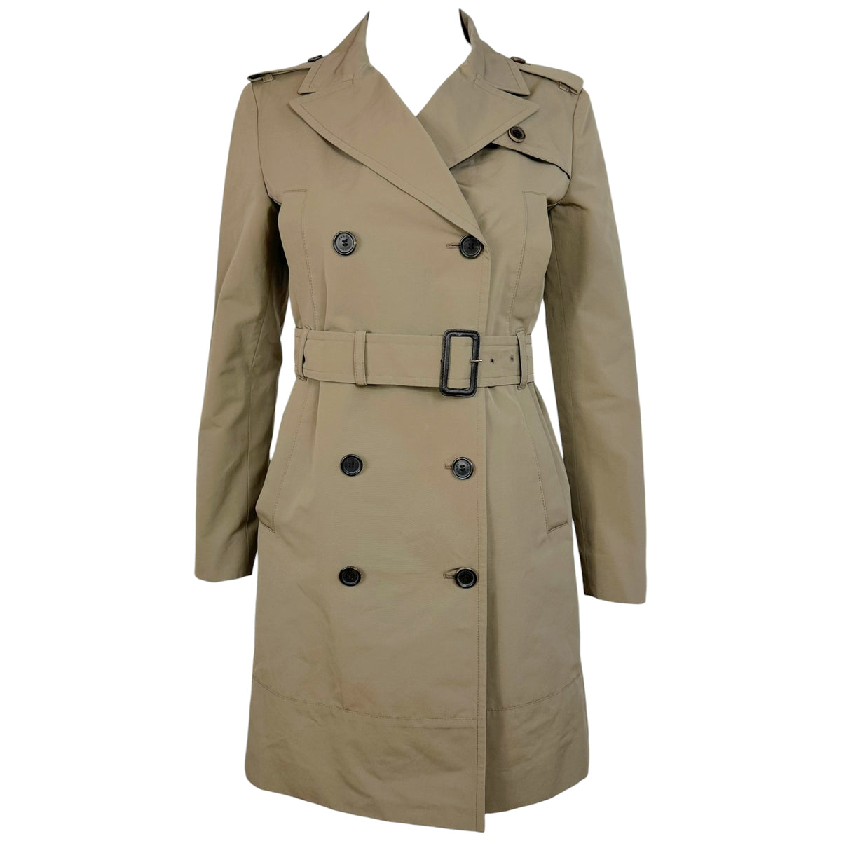 Prada Beige Mid-Length Trench Coat Double-Breasted XS