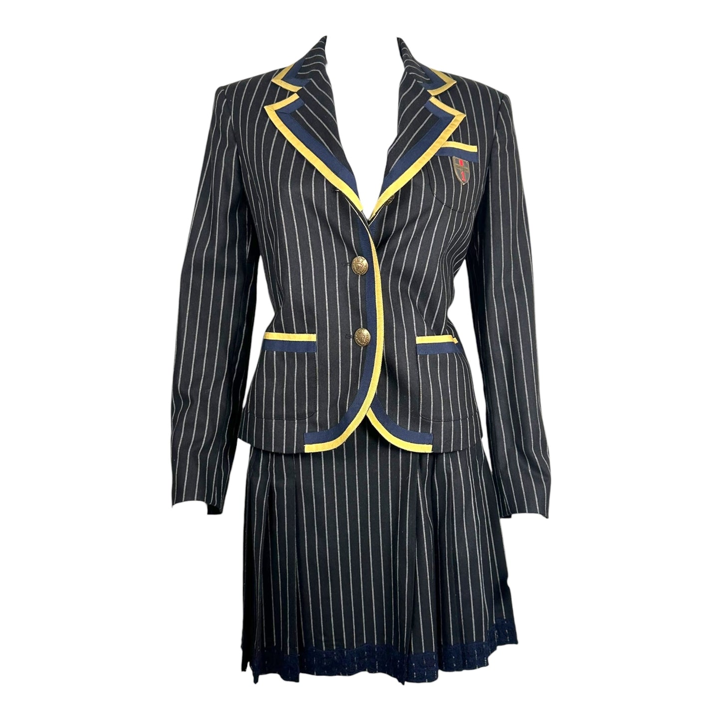 Galliano 'School Uniform' Black Pinstriped Blazer & Mini Skirt Set